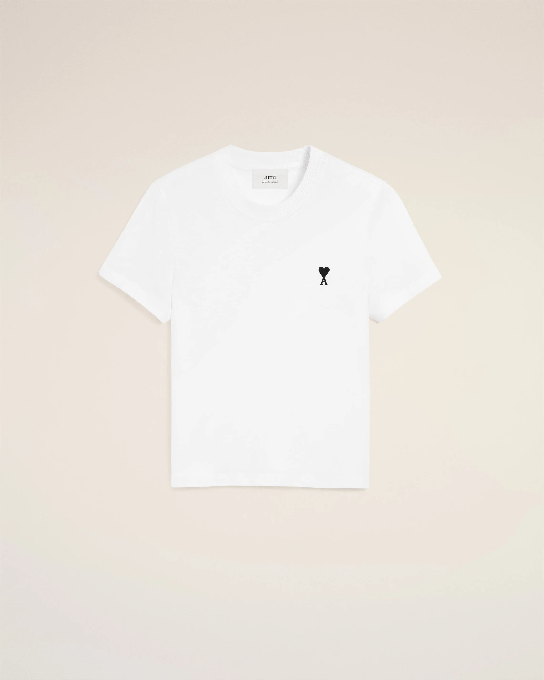 WHITE COTTON CROPPED AMI DE COEUR T-SHIRT - 1