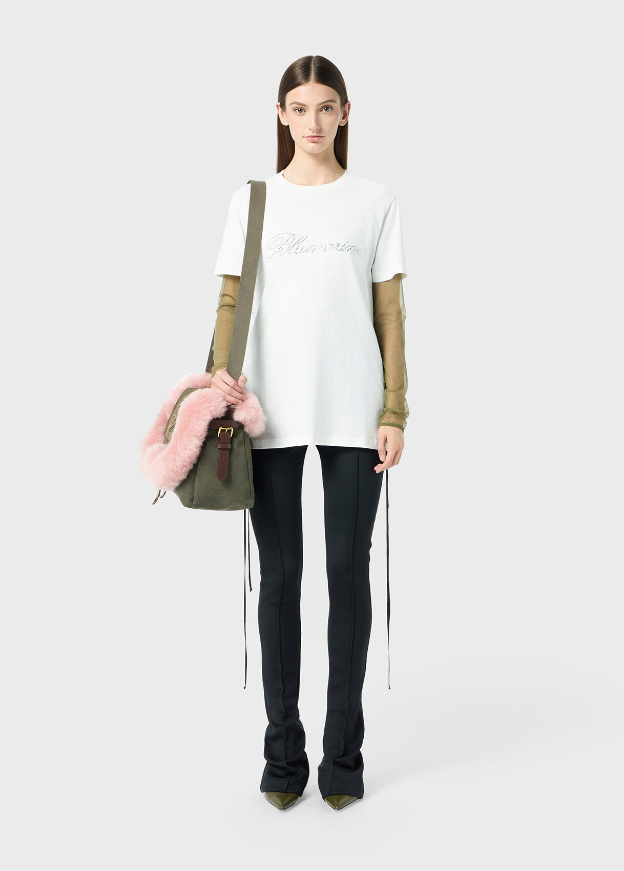 JERSEY T-SHIRT WITH BLUMARINE LOGO EMBROIDERY IN RHINESTONES - 5