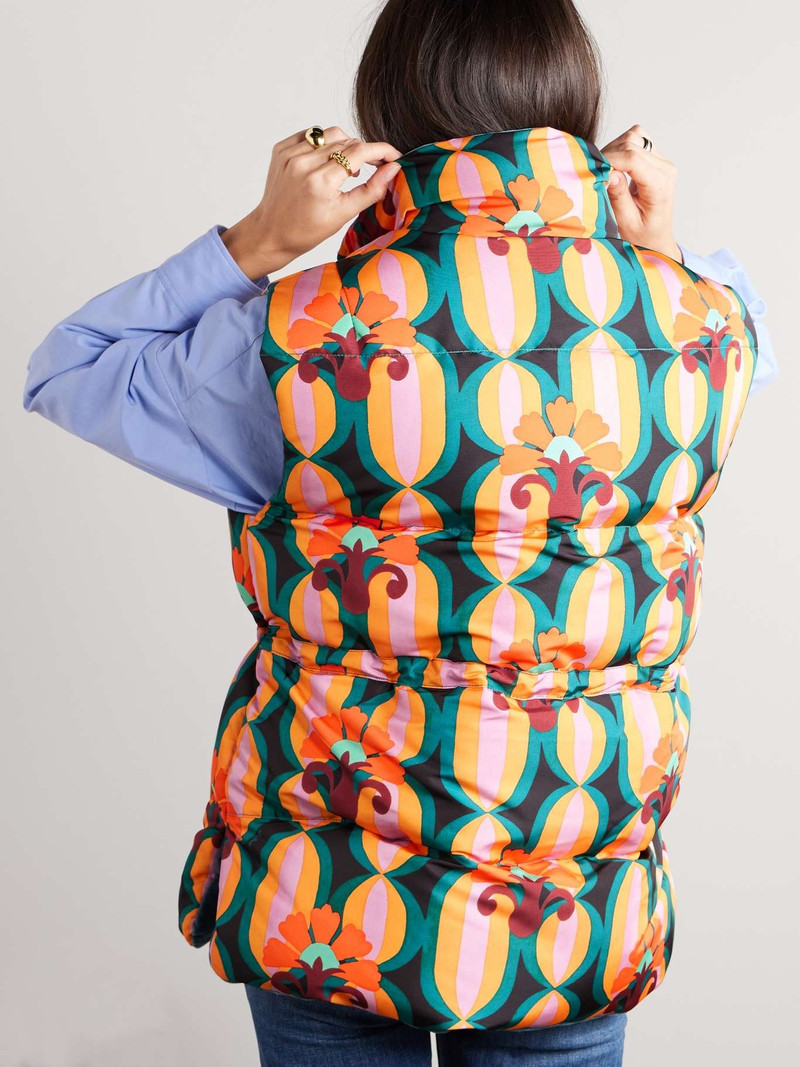 Reversible printed quilted shell and velvet vest 4