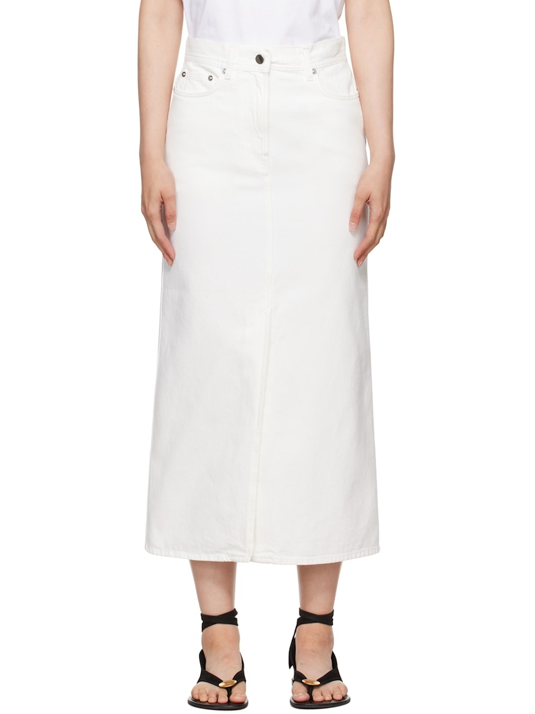 White Rona Denim Midi Skirt - 1