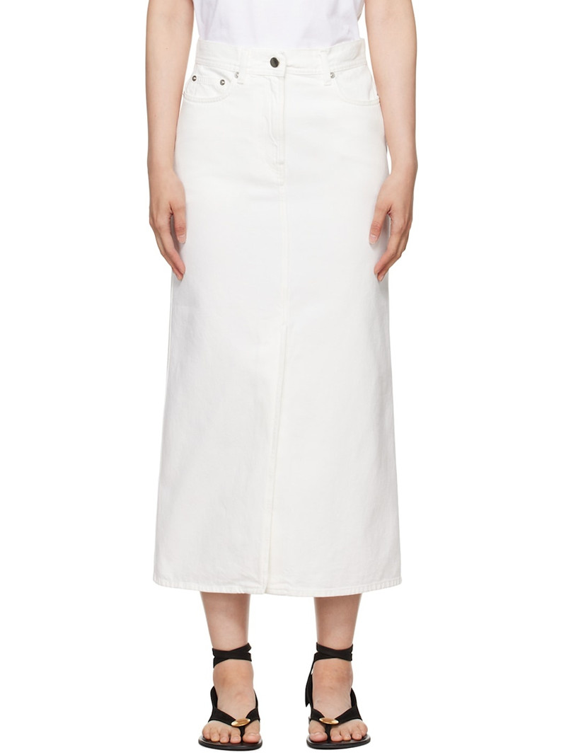 White Rona Denim Midi Skirt 1