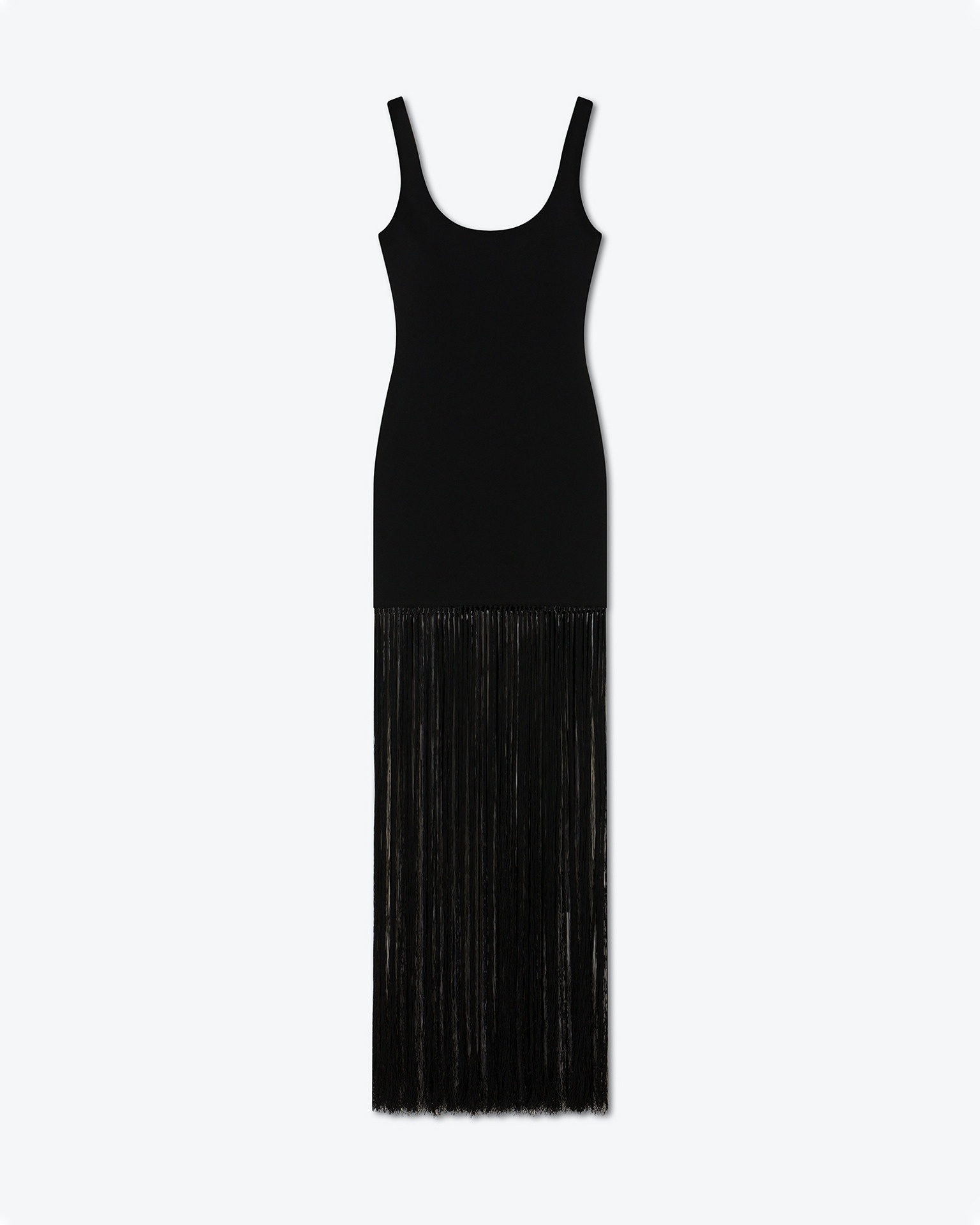 KARYA - Fringed mesh-jersey dress - Black - 1
