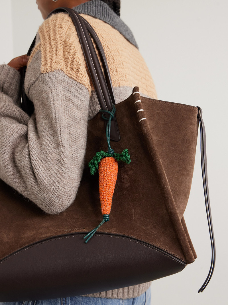 JW Anderson Carrot Crocheted Cotton And Leather Bag Charm outlook