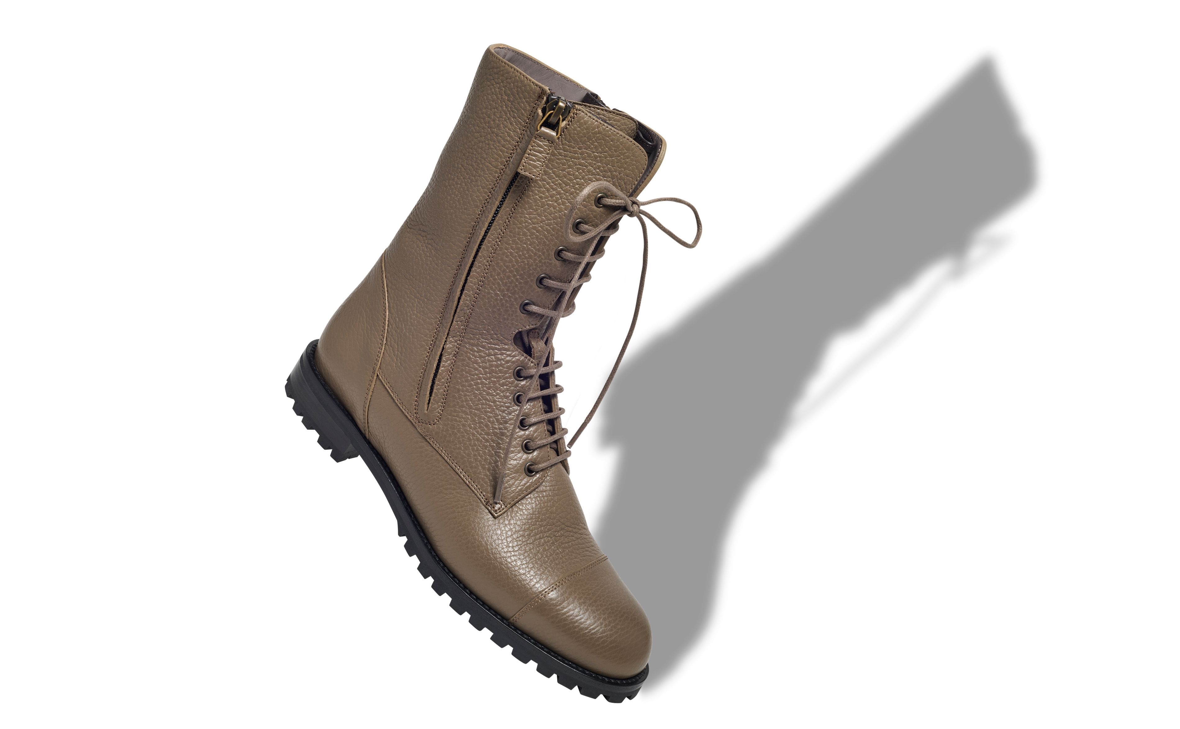 Light Brown Calf Leather Military Boots - 2