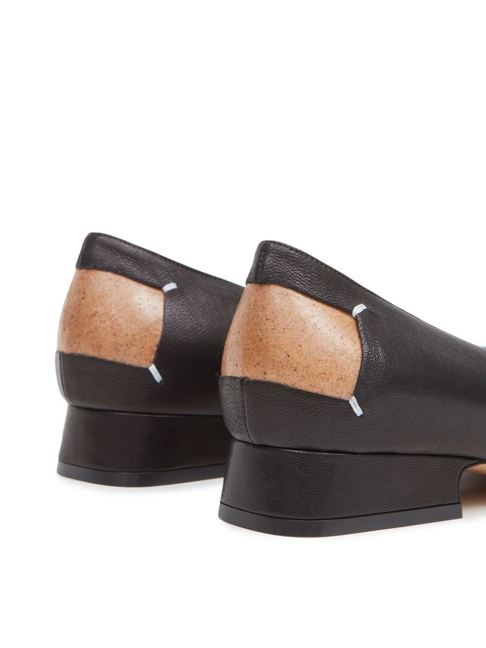 square-toe leather ballerina shoes - 5