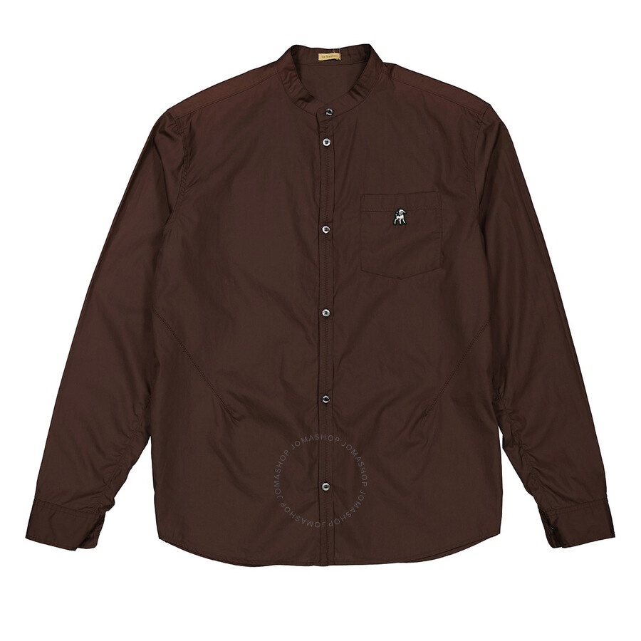 Undercover Brown Patch Detail Ruched Cotton Shirt - 4