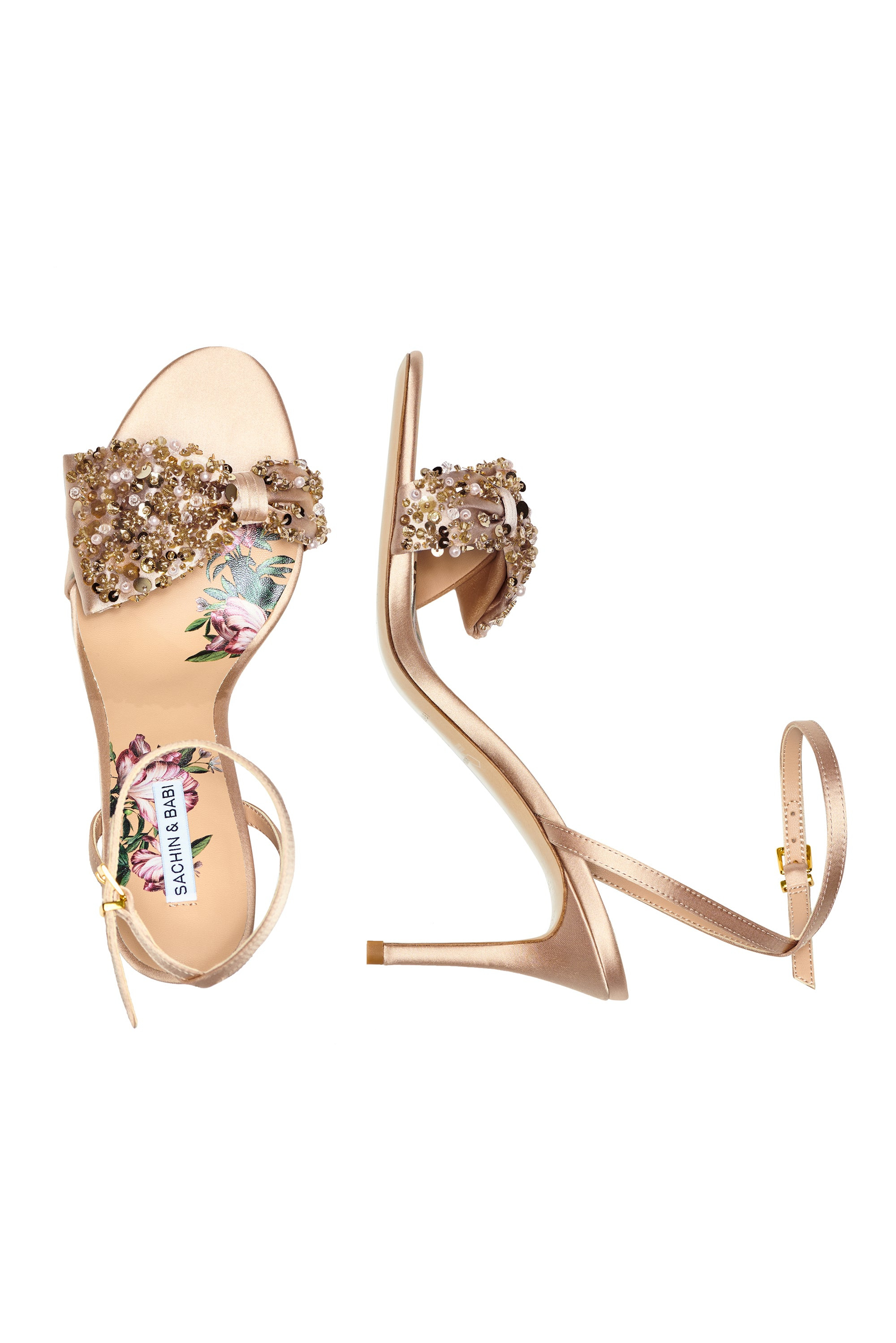 Chelsea Embellished Obi-Bow Open Toe - Champagne - 2