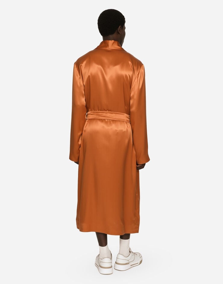 Silk satin robe with metal DG logo - 3