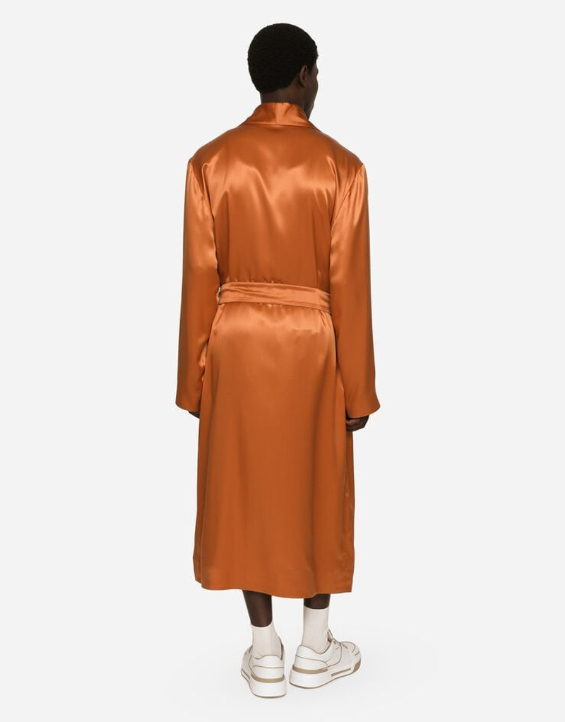Silk satin robe with metal DG logo 3