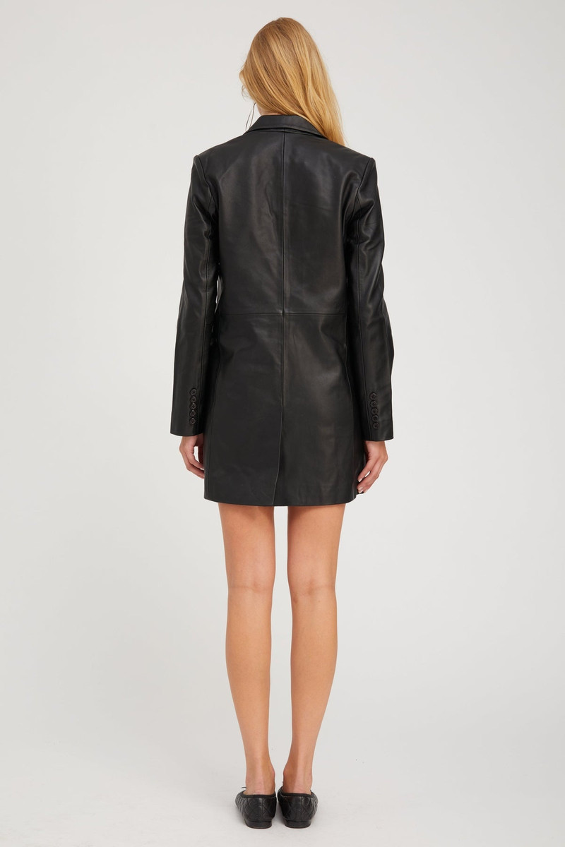 BLACK LEATHER BLAZER COAT 5
