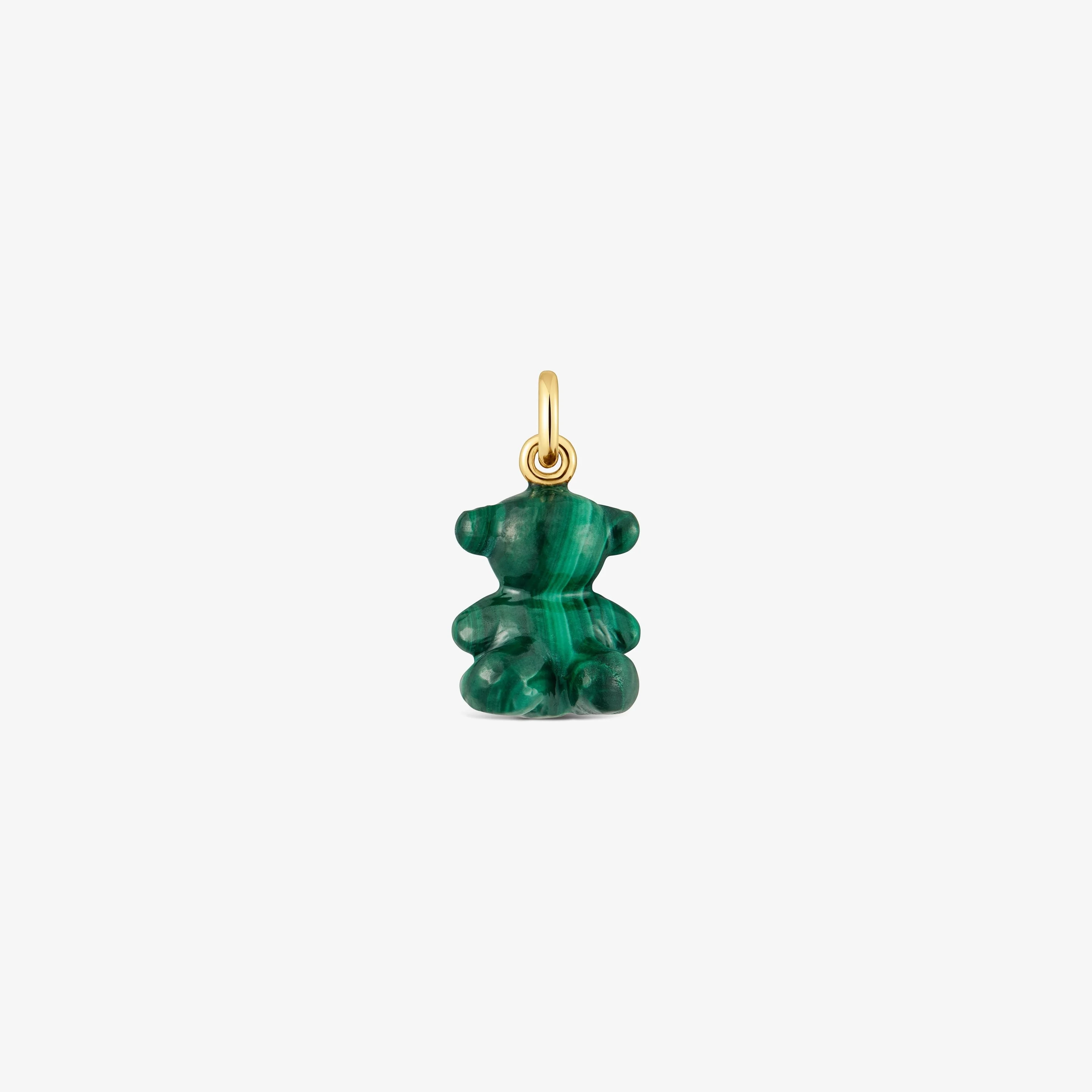 Small bear pendant with malachite and 14K solid gold Bold Bear - 1