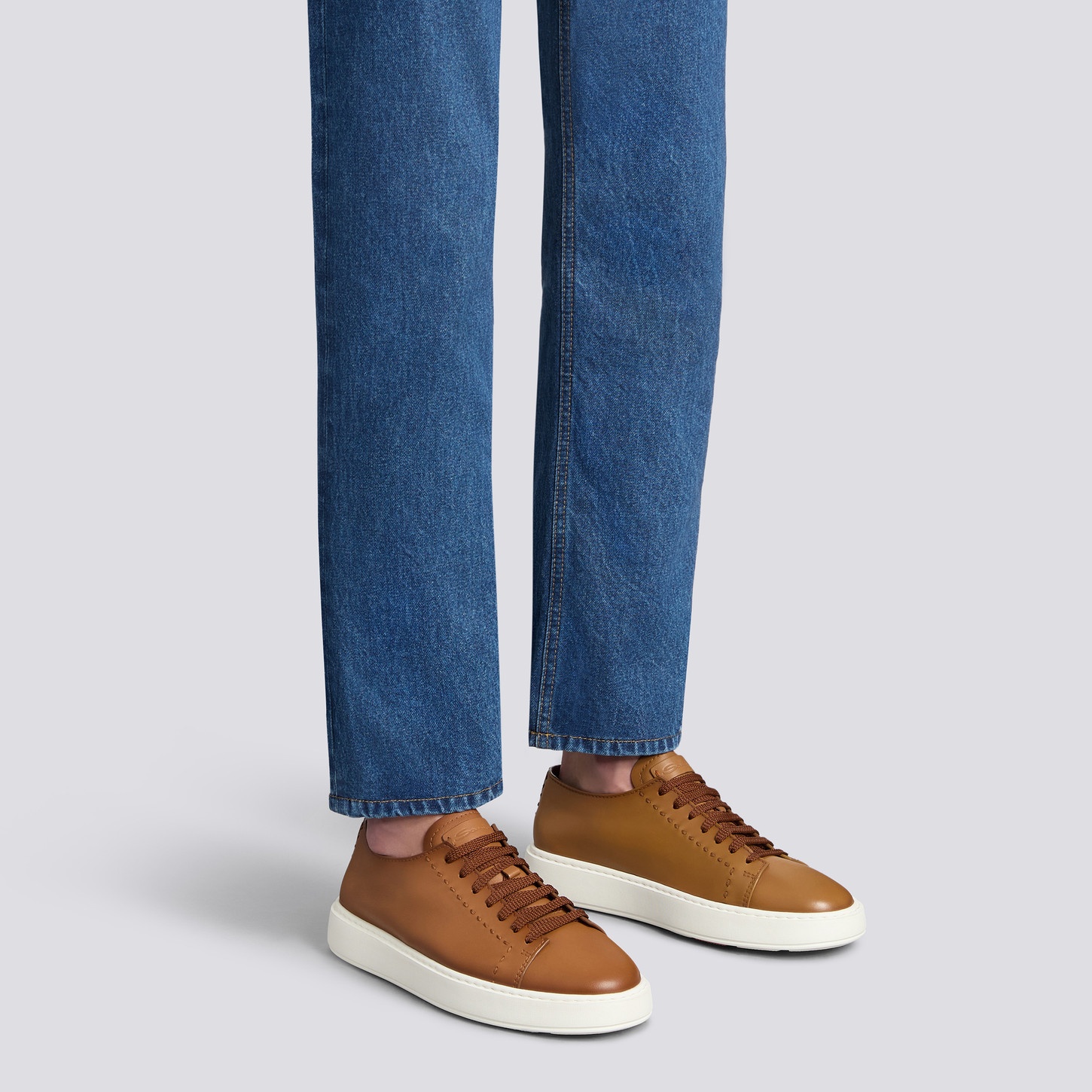 Men's light brown leather sneaker - 2