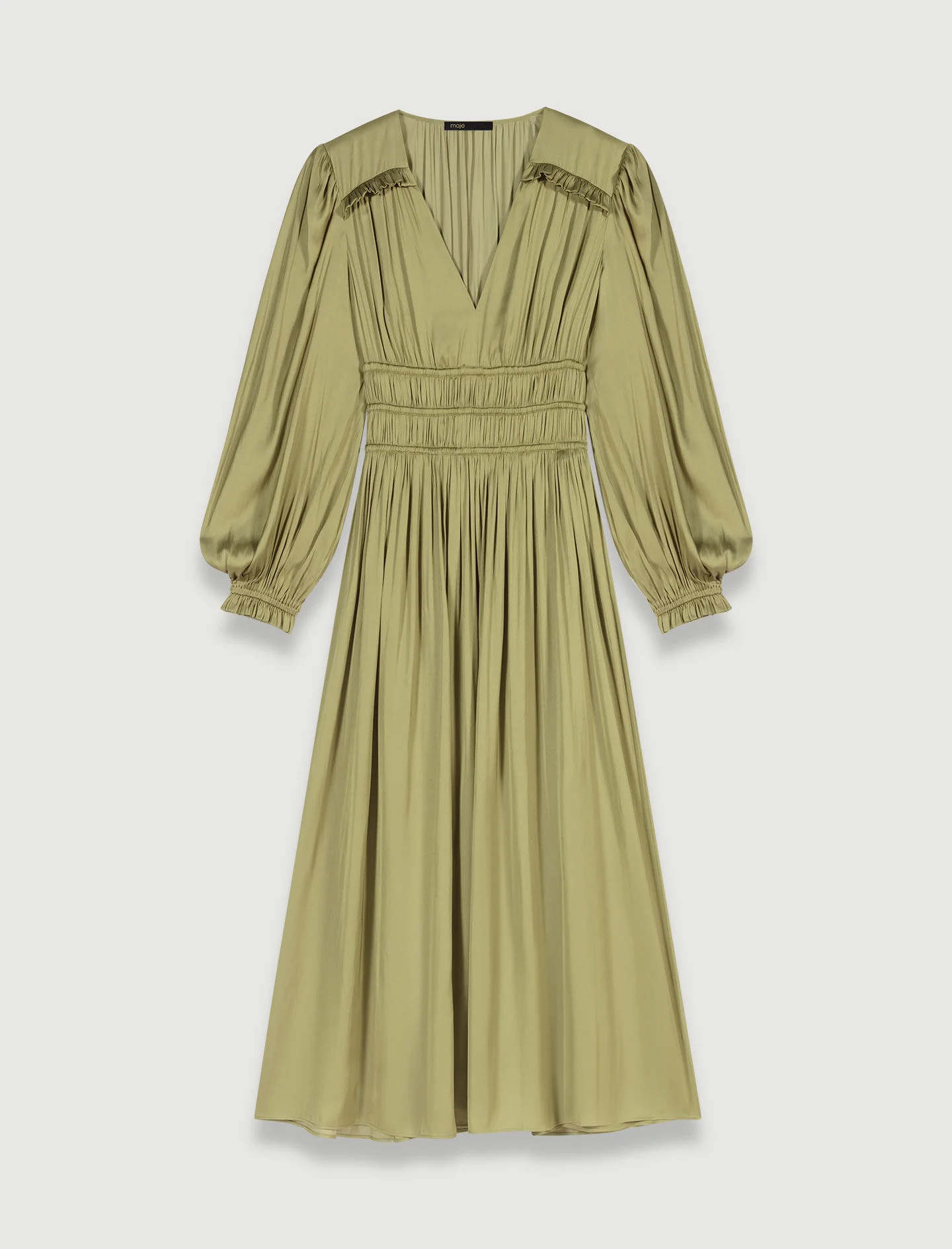 Satin-effect ruffled midi dress - 1