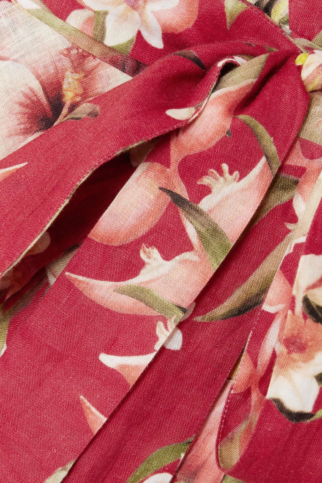+ NET SUSTAIN Lexi floral-print linen midi wrap dress - 4