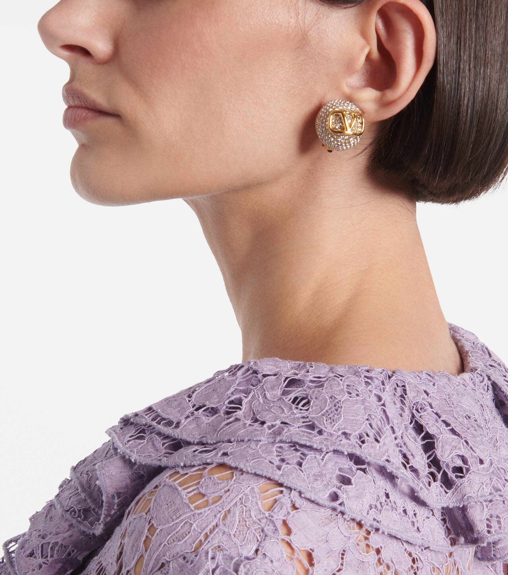 VLogo Signature embellished earrings - 3