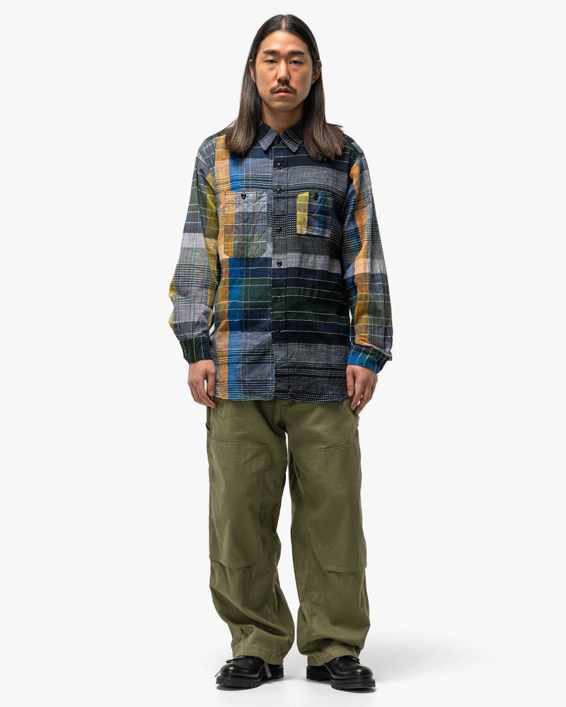 Engineered Garments Work Shirt Navy/Yellow/Green outlook