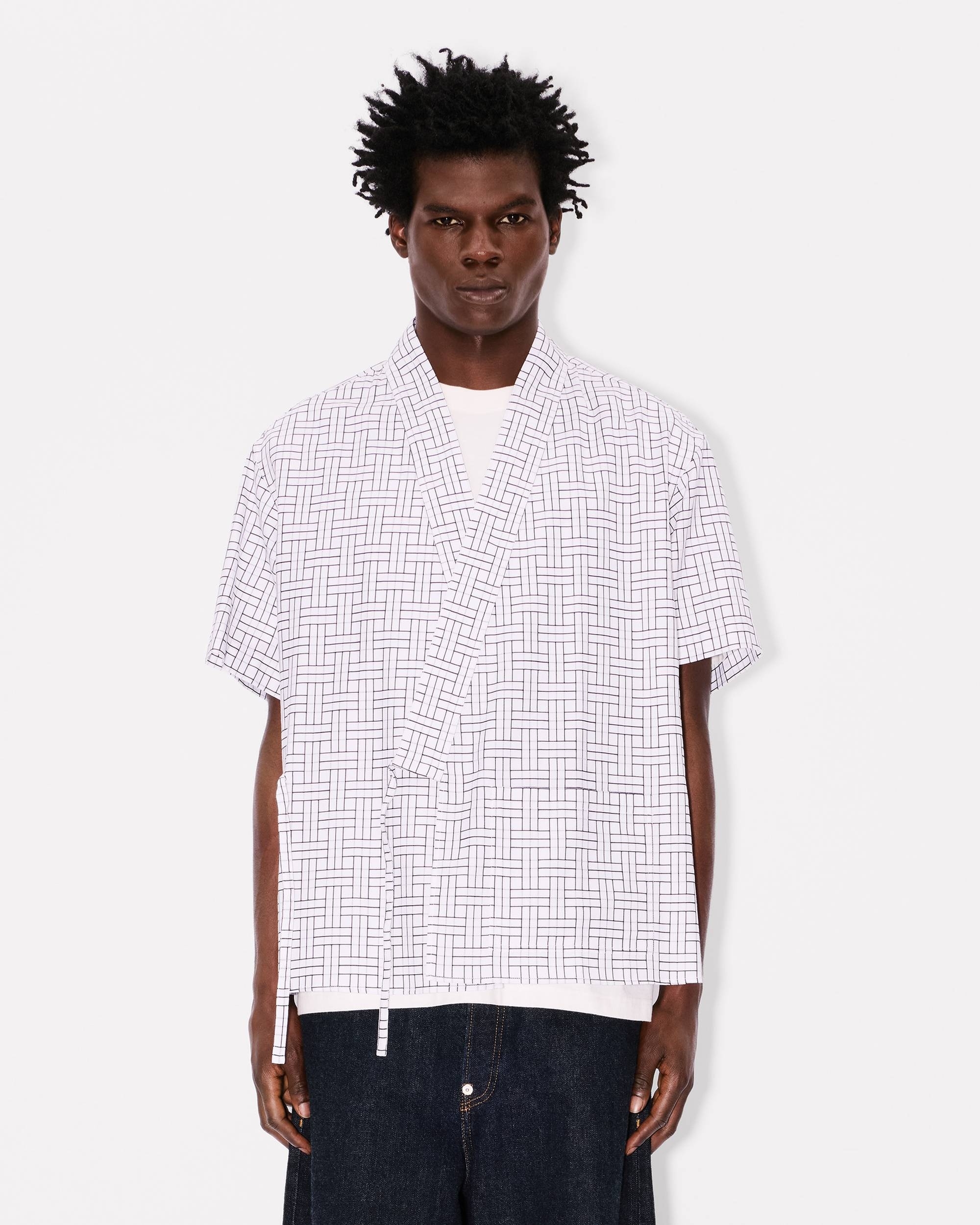 'KENZO Weave' kimono short sleeve shirt in cotton jacquard - 3