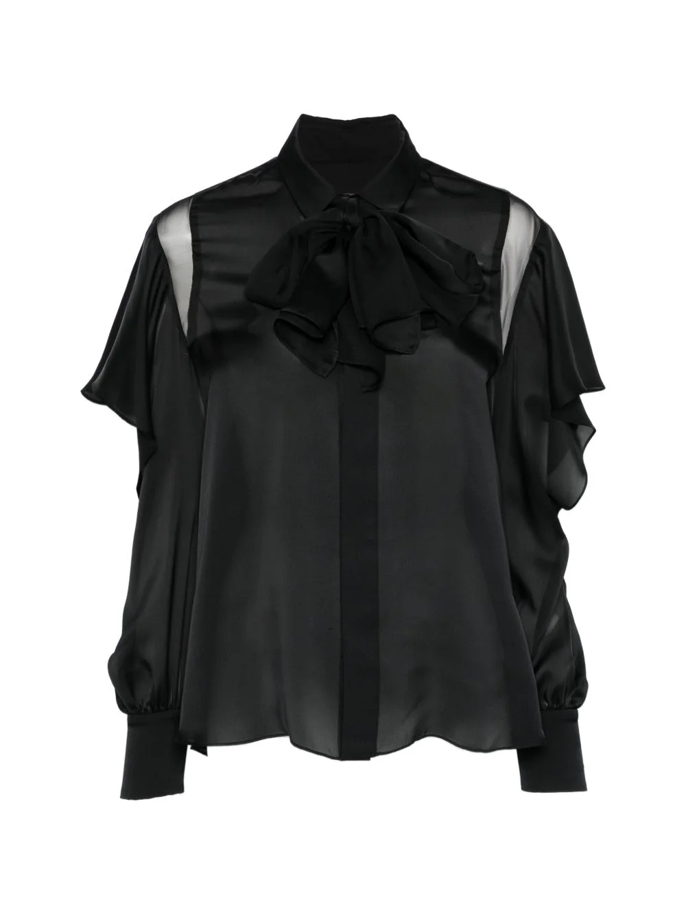 pussy-bow ruffled shirt - 1