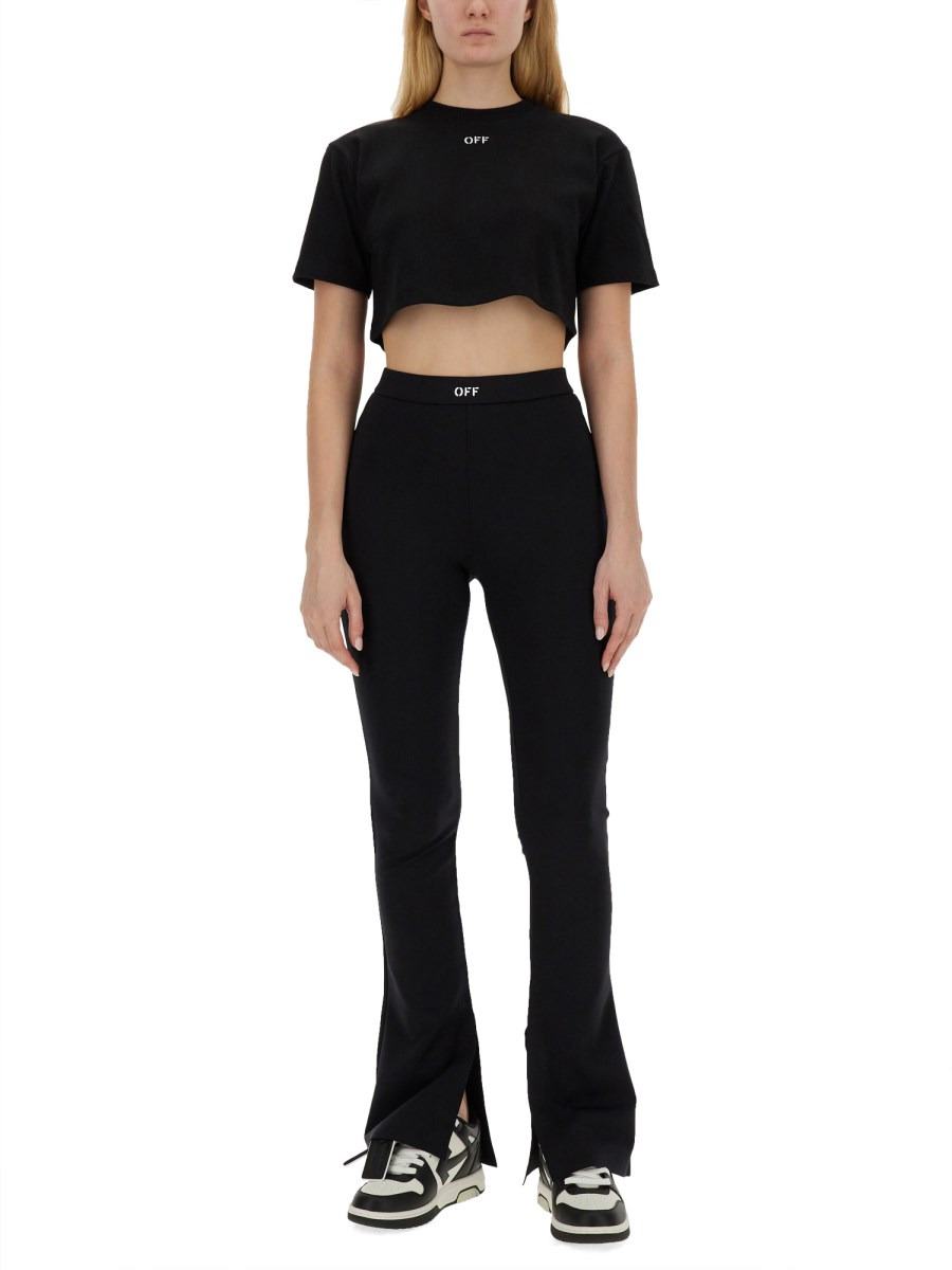 T-SHIRT CROPPED A COSTE CON LOGO OFF - 2