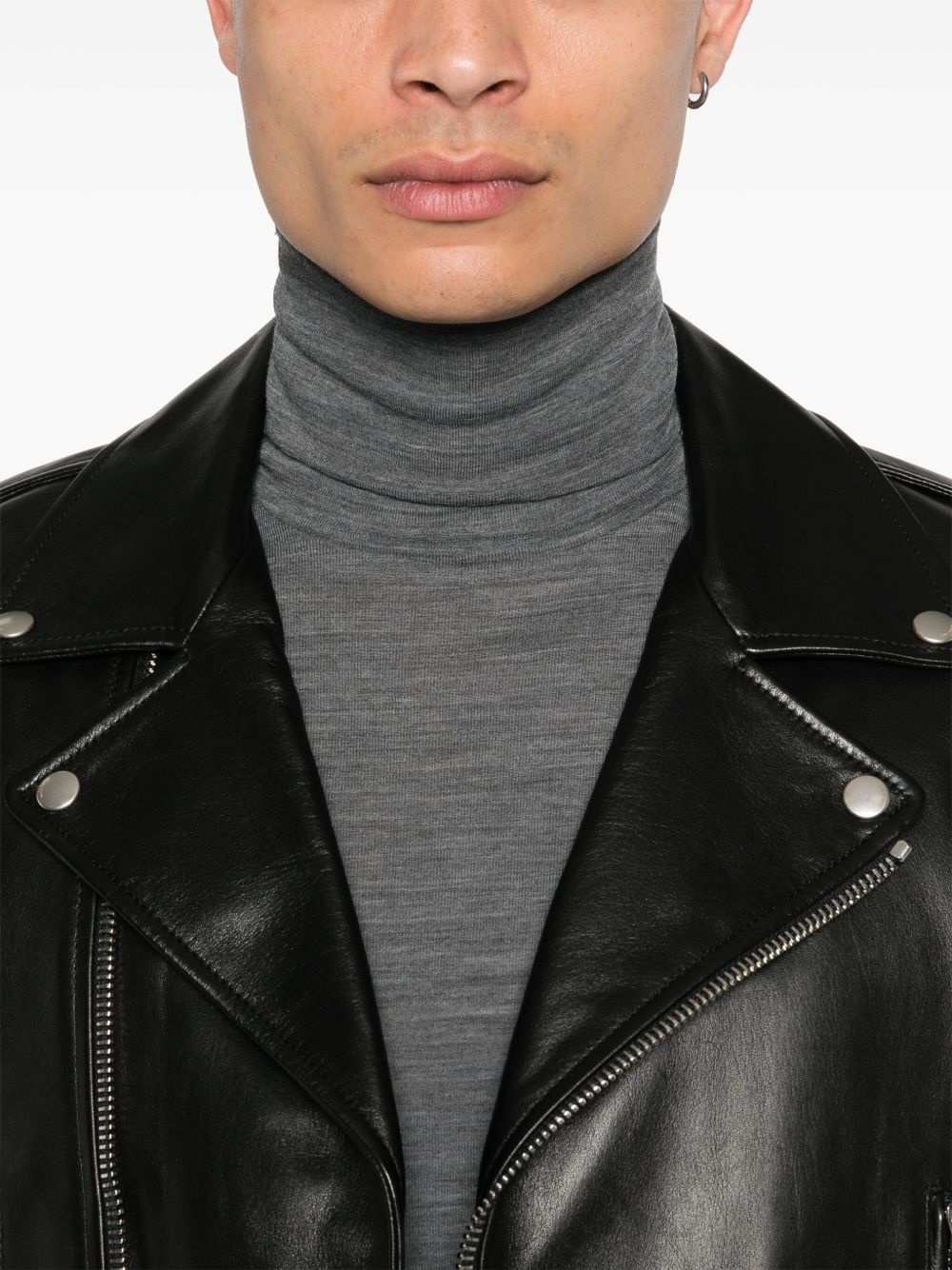 zipped biker jacket - 5