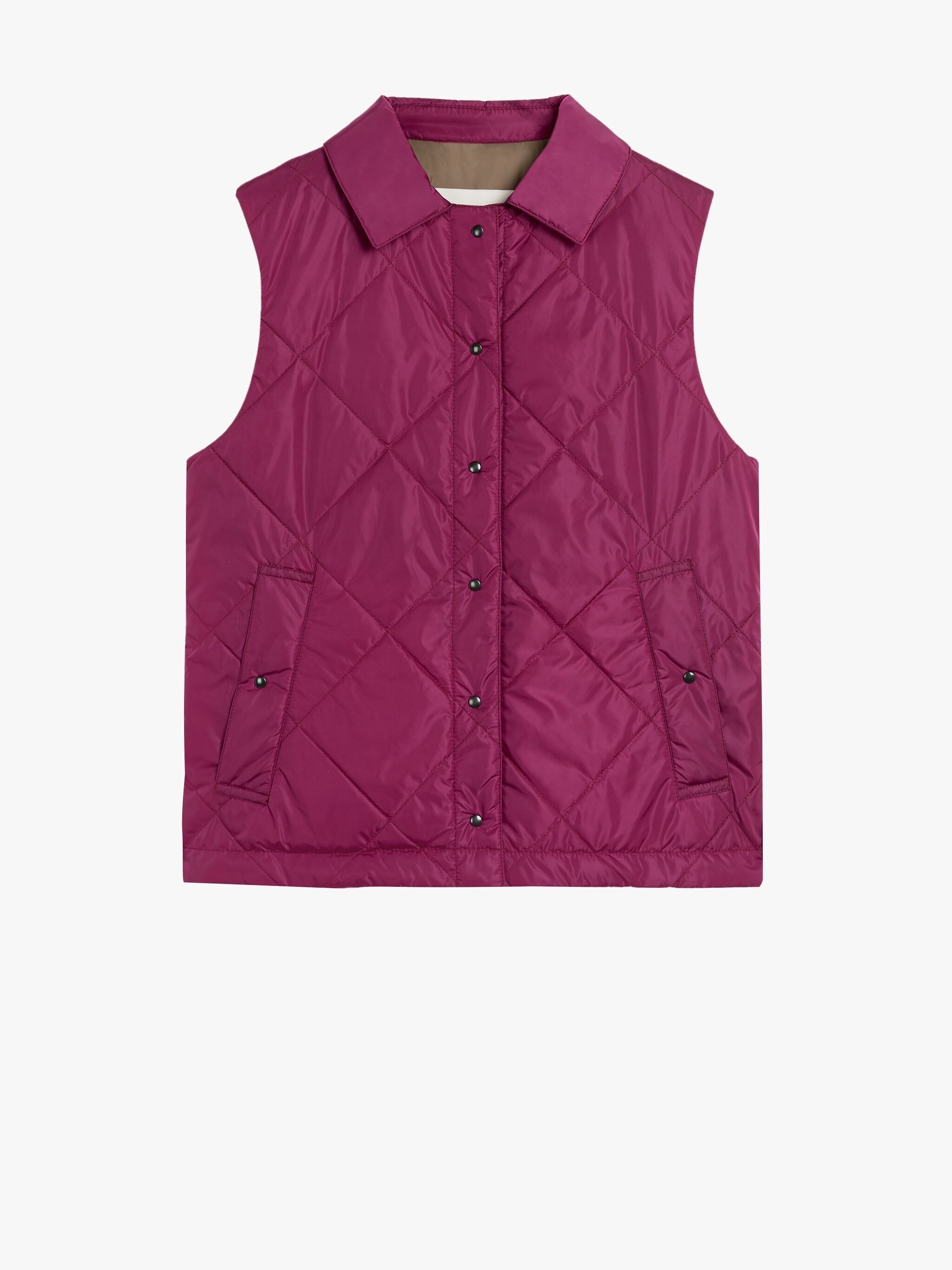 ANNABEL BURGUNDY QUILTED NYLON LINER VEST - 1