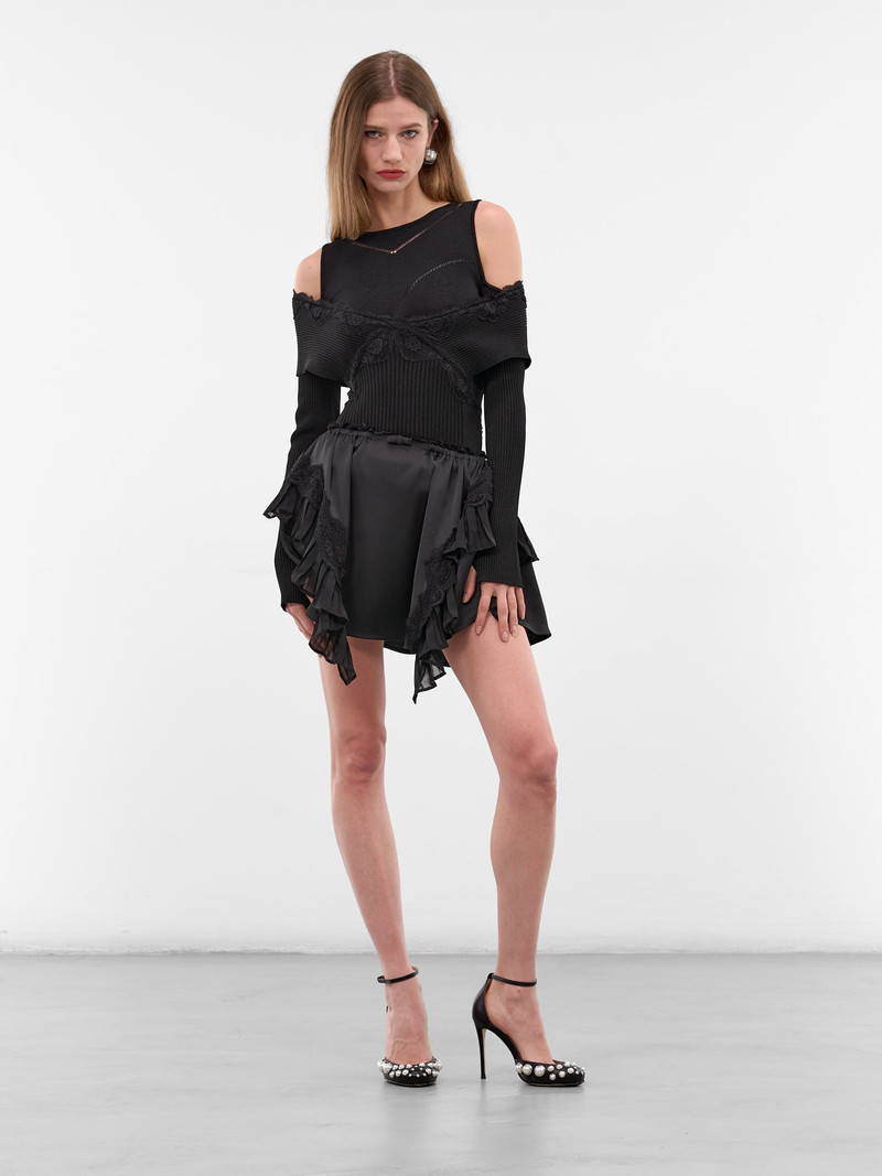 VAILLANT Black Satin Ruffle Layer Skirt outlook