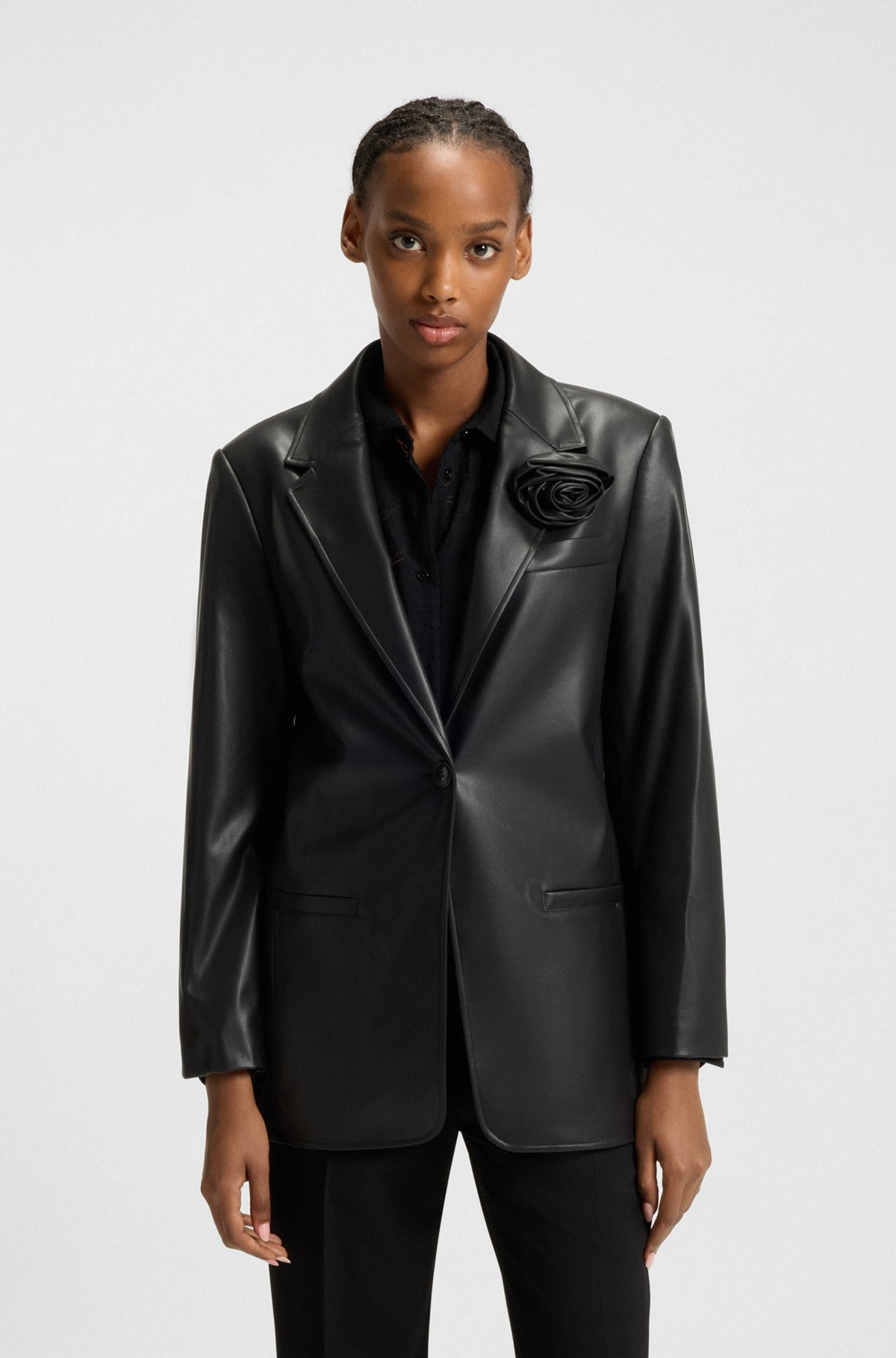 REGULAR-FIT BLAZER IN FAUX LEATHER - 2