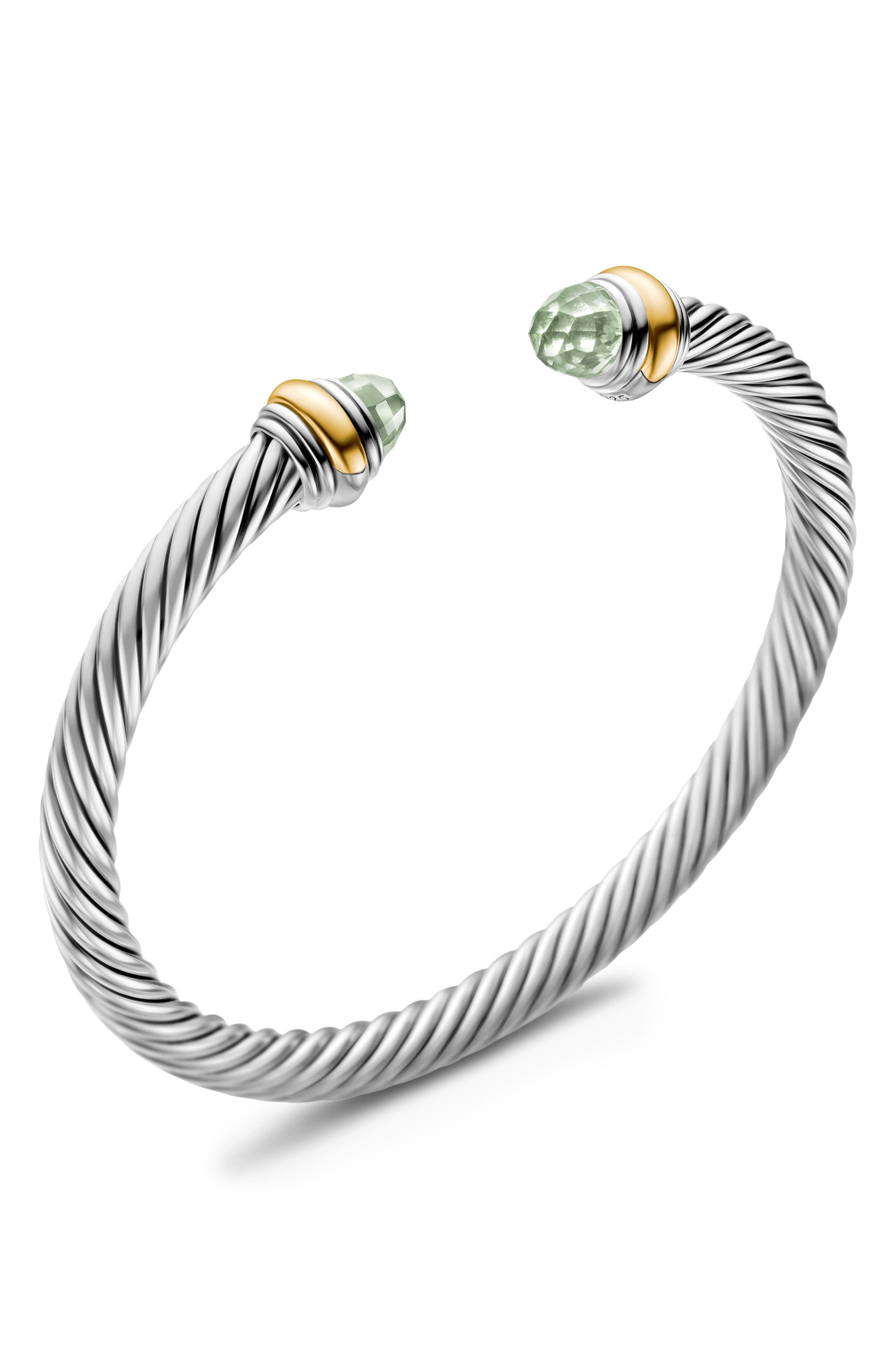 David Yurman Classic Cable Bracelet in Sterling Silver with 14K Yellow Gold & Semiprecious Stone, 5m - 5