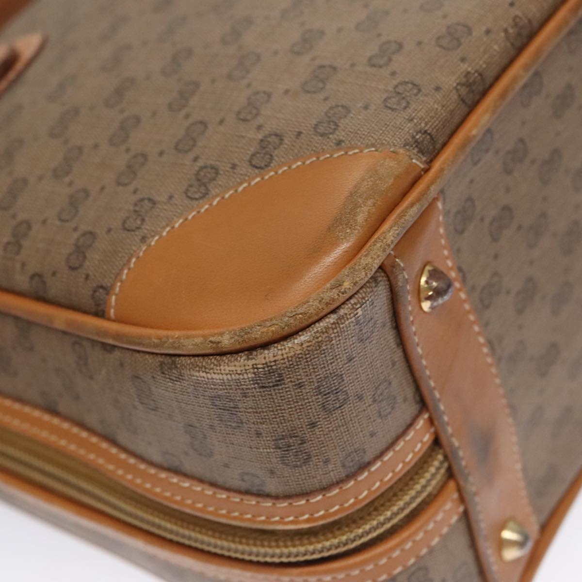 GUCCI Micro GG Supreme Hand Bag Pvc Leather Beige Gold - 11