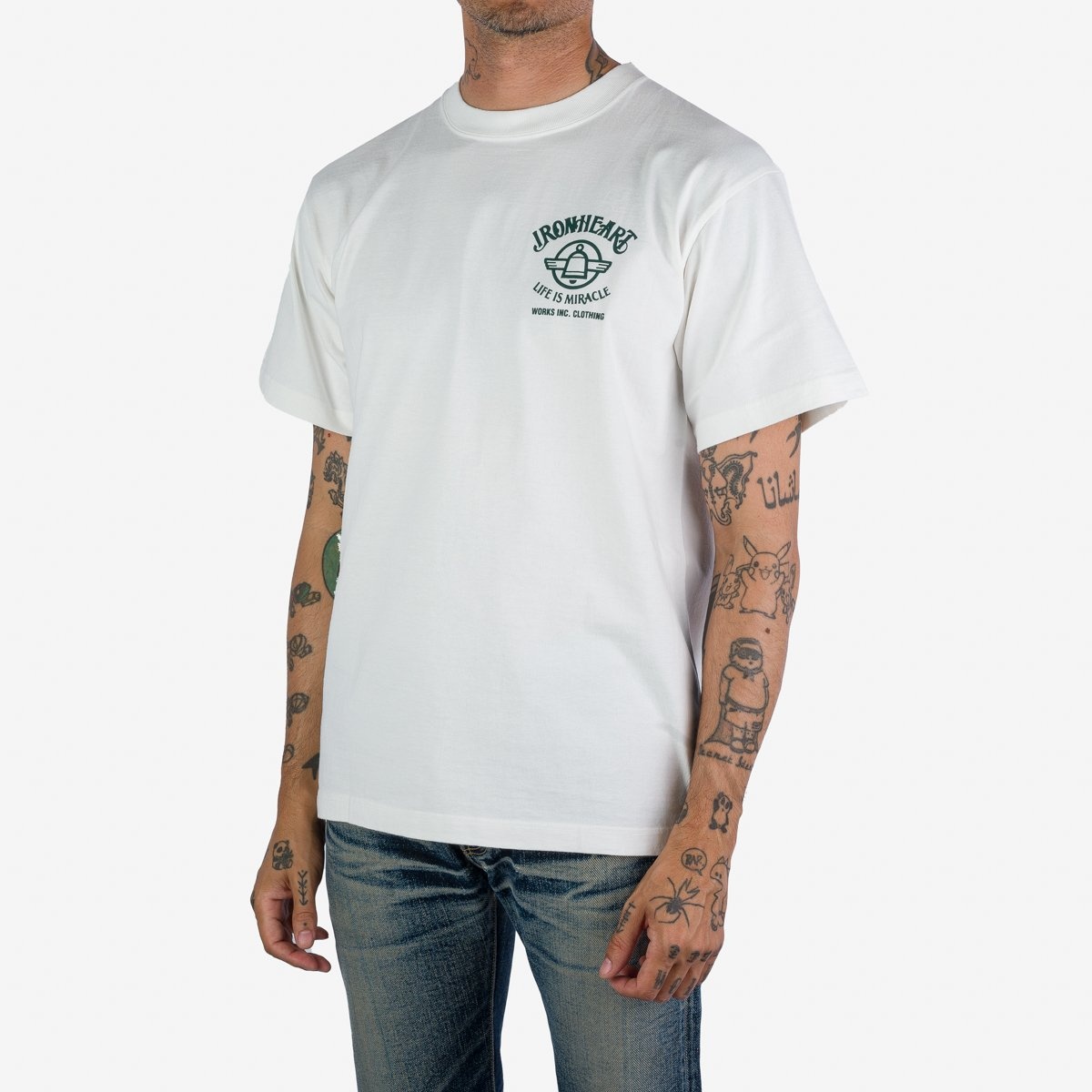 IHPT-2306-WHT 7.5oz Printed Loopwheel Crew Neck T-Shirt - White - 3