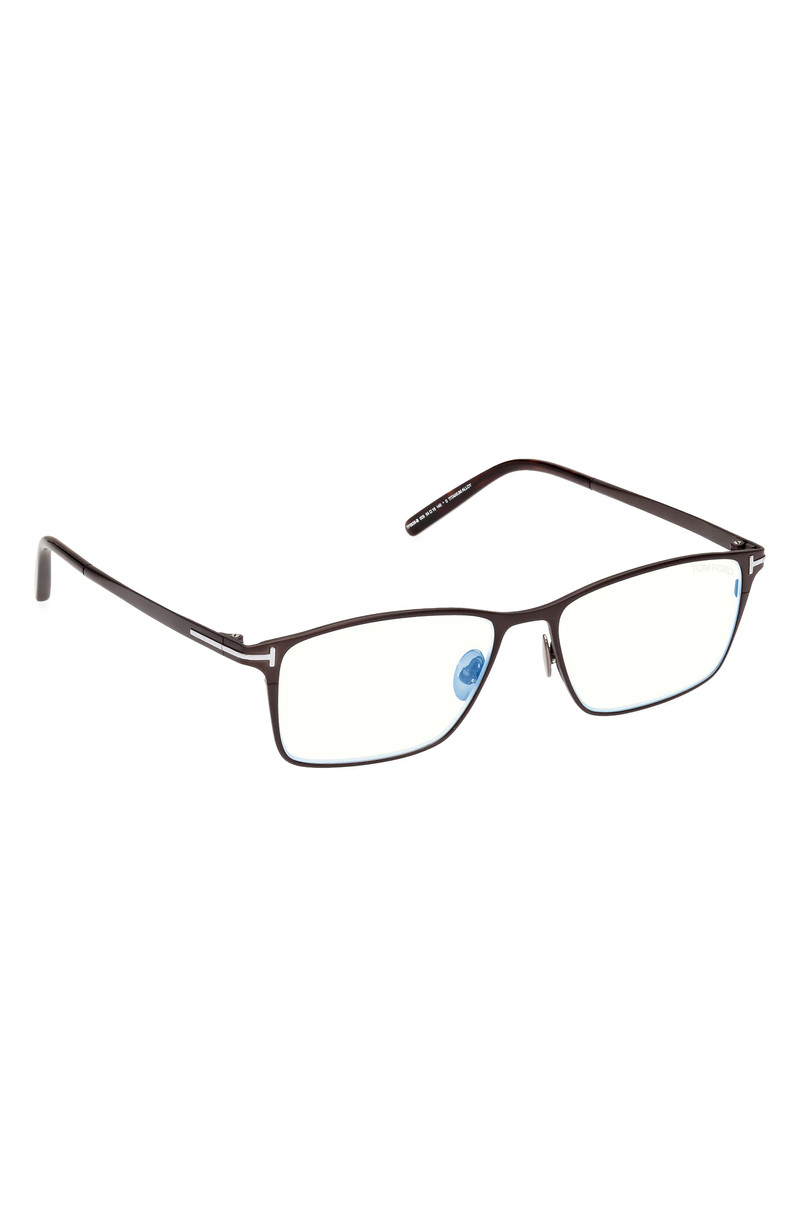 TOM FORD 54mm Rectangular Blue Light Blocking Glasses in Gunmetal Havana /T Logo 4