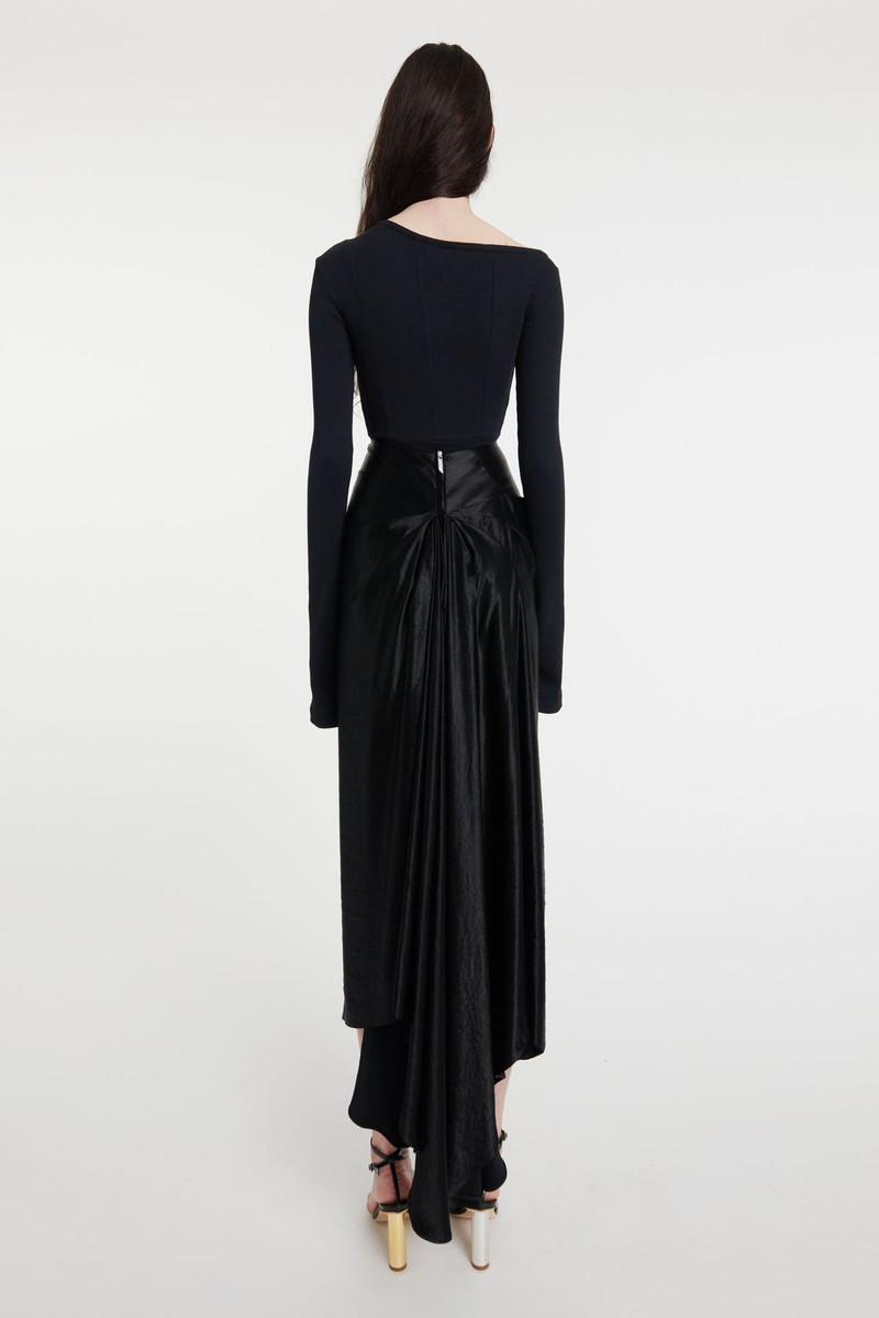 A.W.A.K.E. MODE HIGH WAISTED DRAPED SKIRT WITH BACK GATHERING BLACK outlook