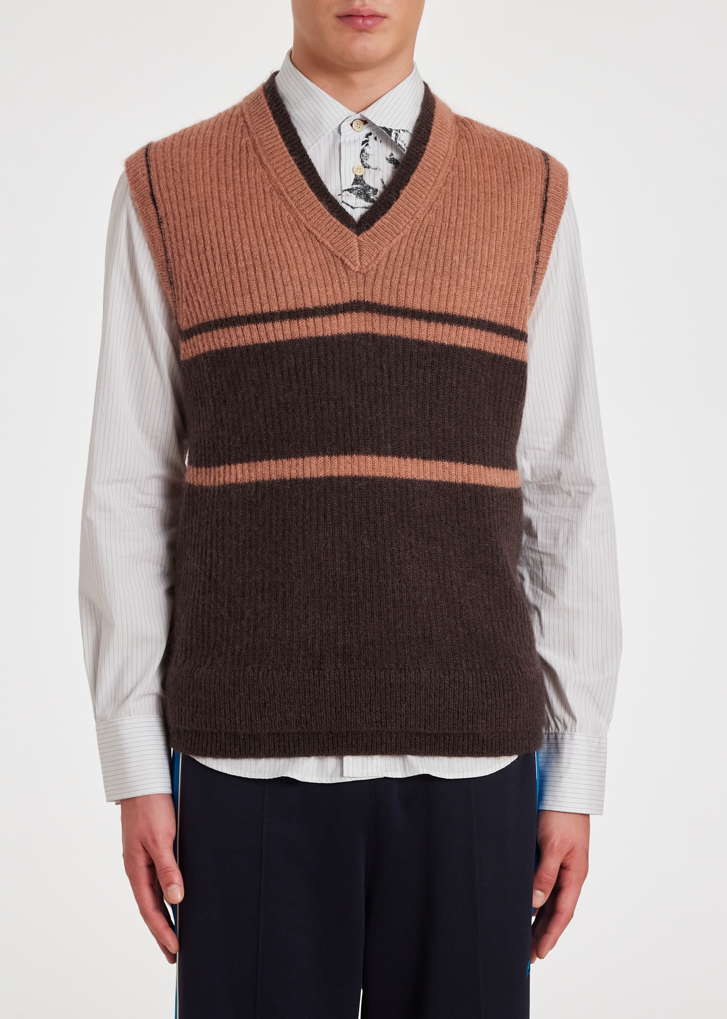 Brown Wool-Mohair Knitted Vest - 3