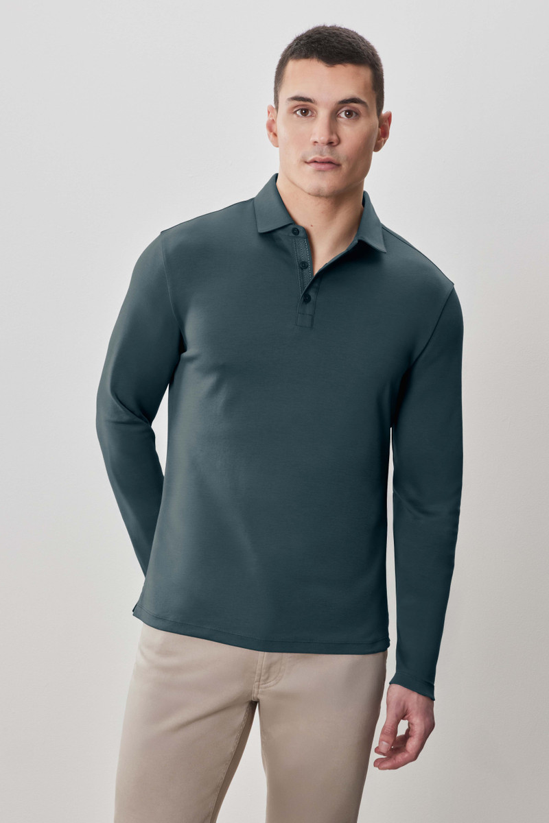 The Barakett Long Sleeve Herringbone Polo 1