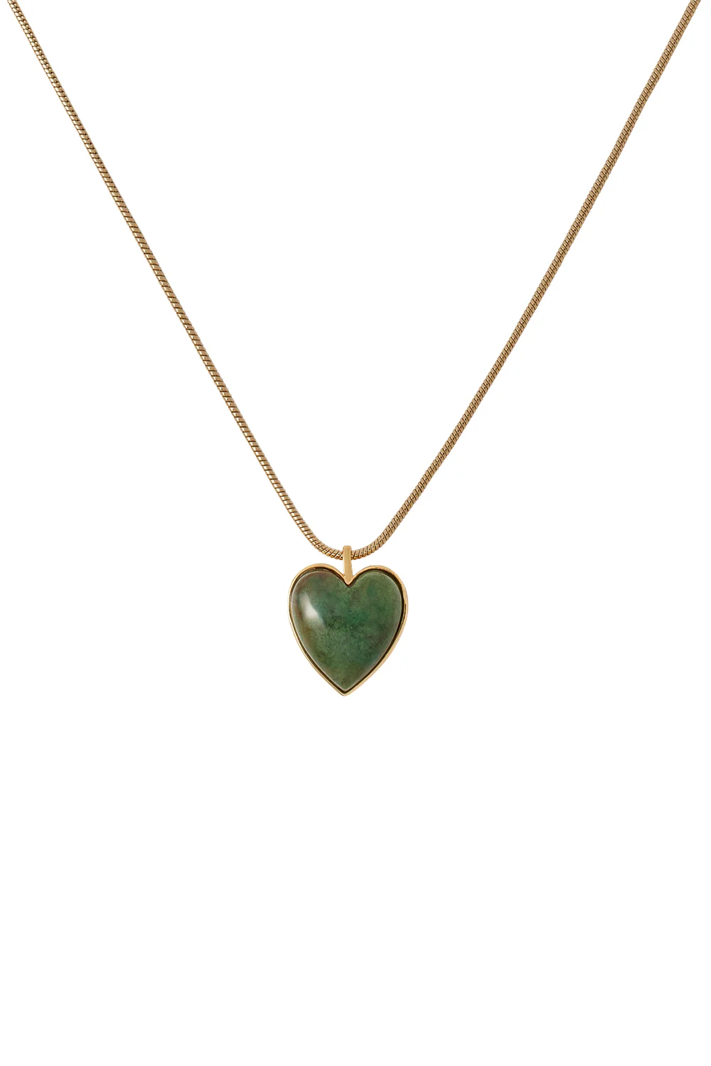 Green Agate Heart Adjustable Choker Necklace - 1