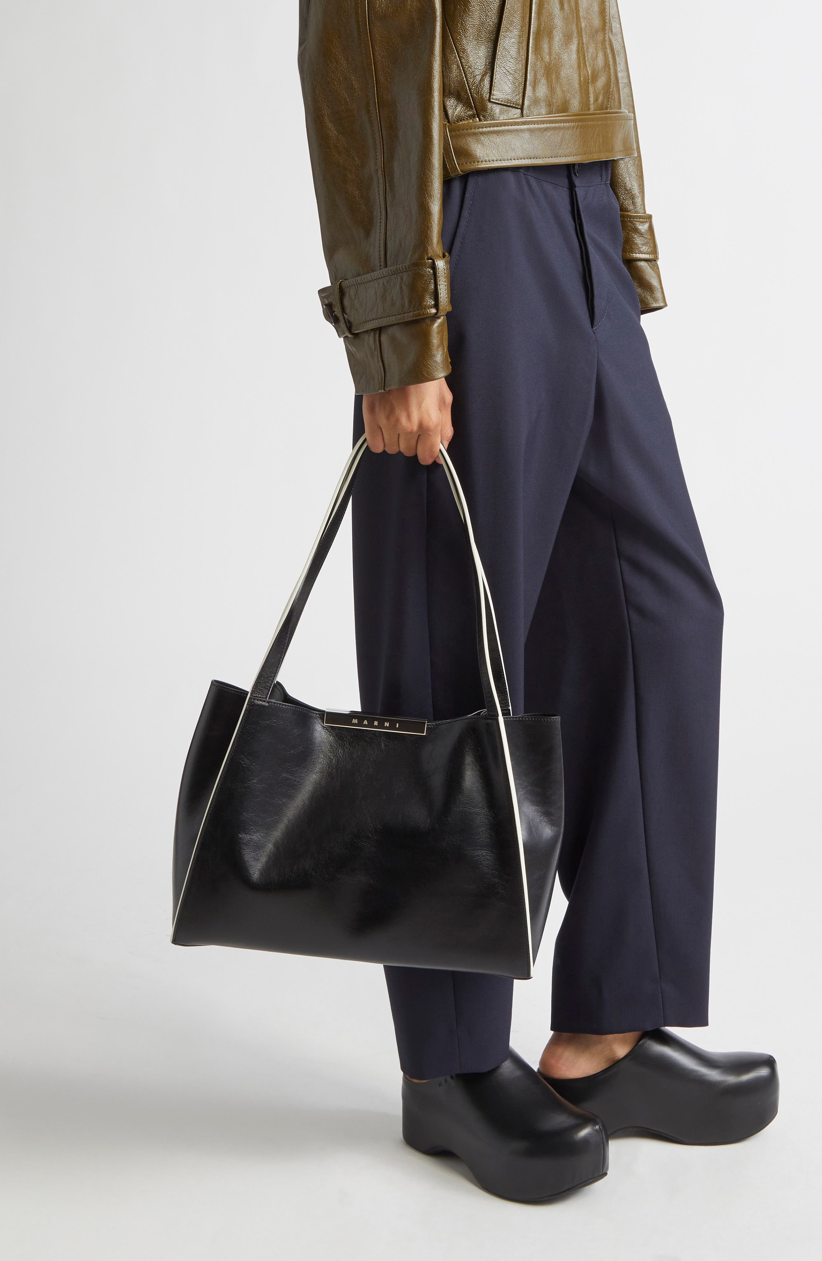 Marni East/West Duffle Leather Shoulder Bag in Black at Nordstrom - 3