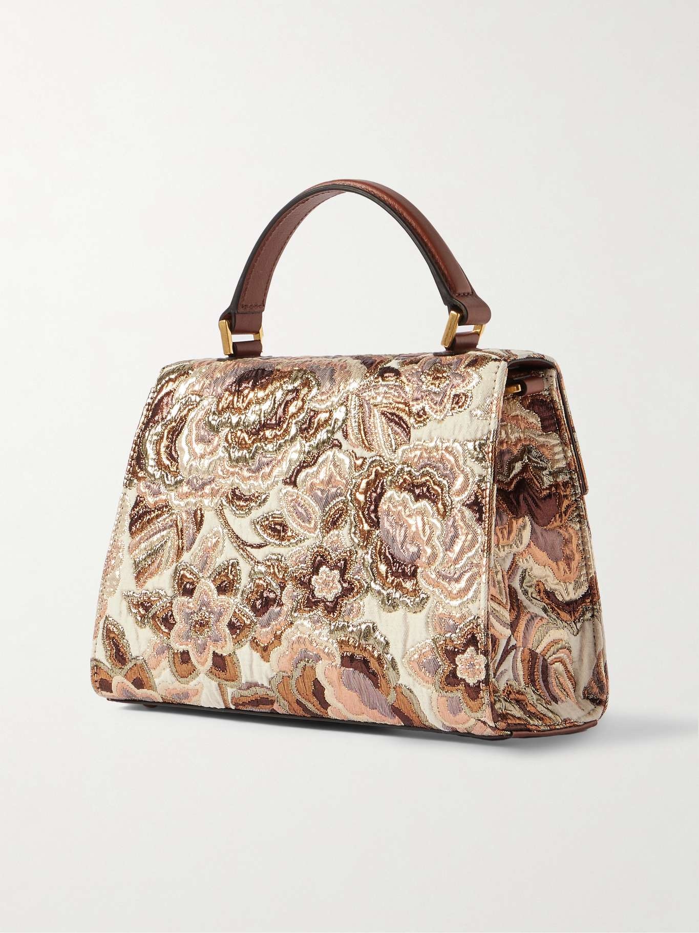 VSLING leather-trimmed metallic brocade shoulder bag Multi - 3