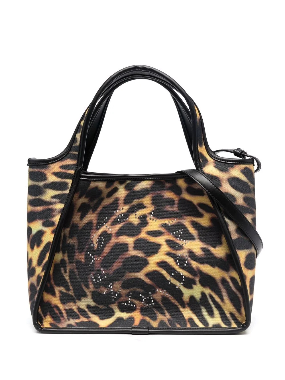 leopard-print studded logo tote bag - 1