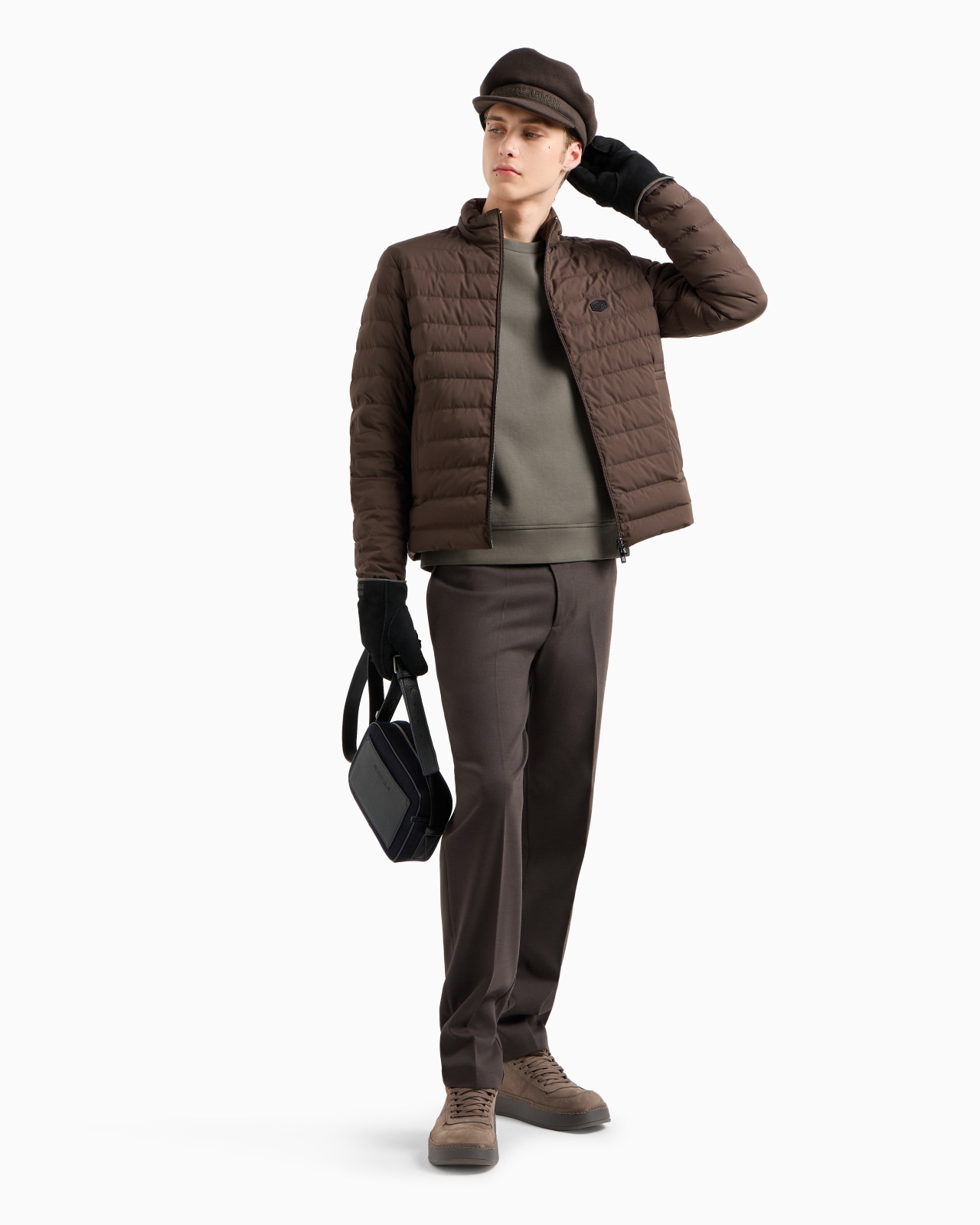 Quilted nylon full-zip down jacket with eagle logo patch - 4