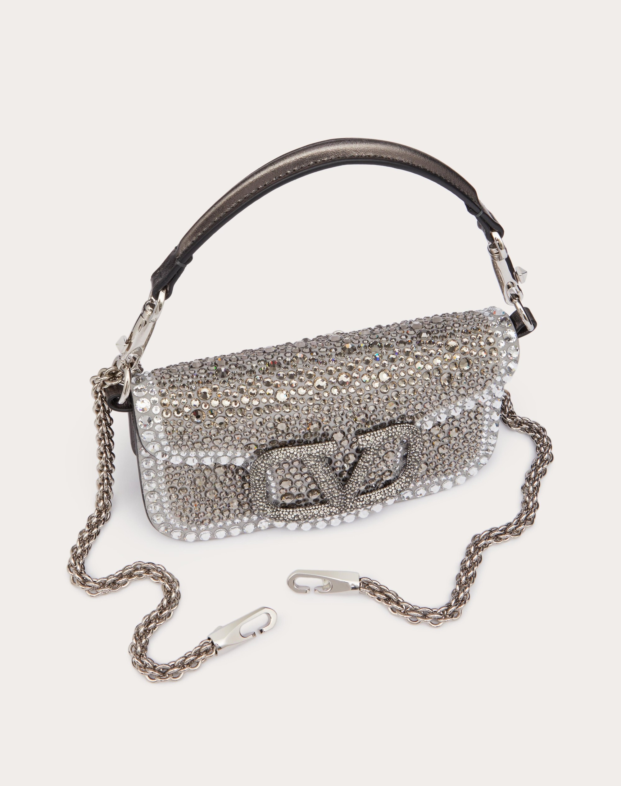 SMALL VALENTINO GARAVANI LOCÒ SHOULDER BAG WITH RHINESTONES - 6