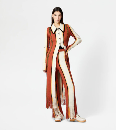 Tod's TROUSERS IN COTTON WITH FRINGES - ORANGE, OFF WHITE, YELLOW outlook