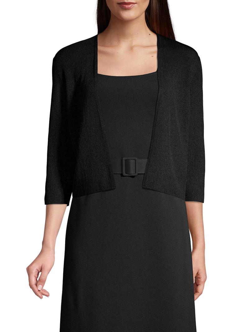 Women's Open-Front Cropped Cardigan - Black 3