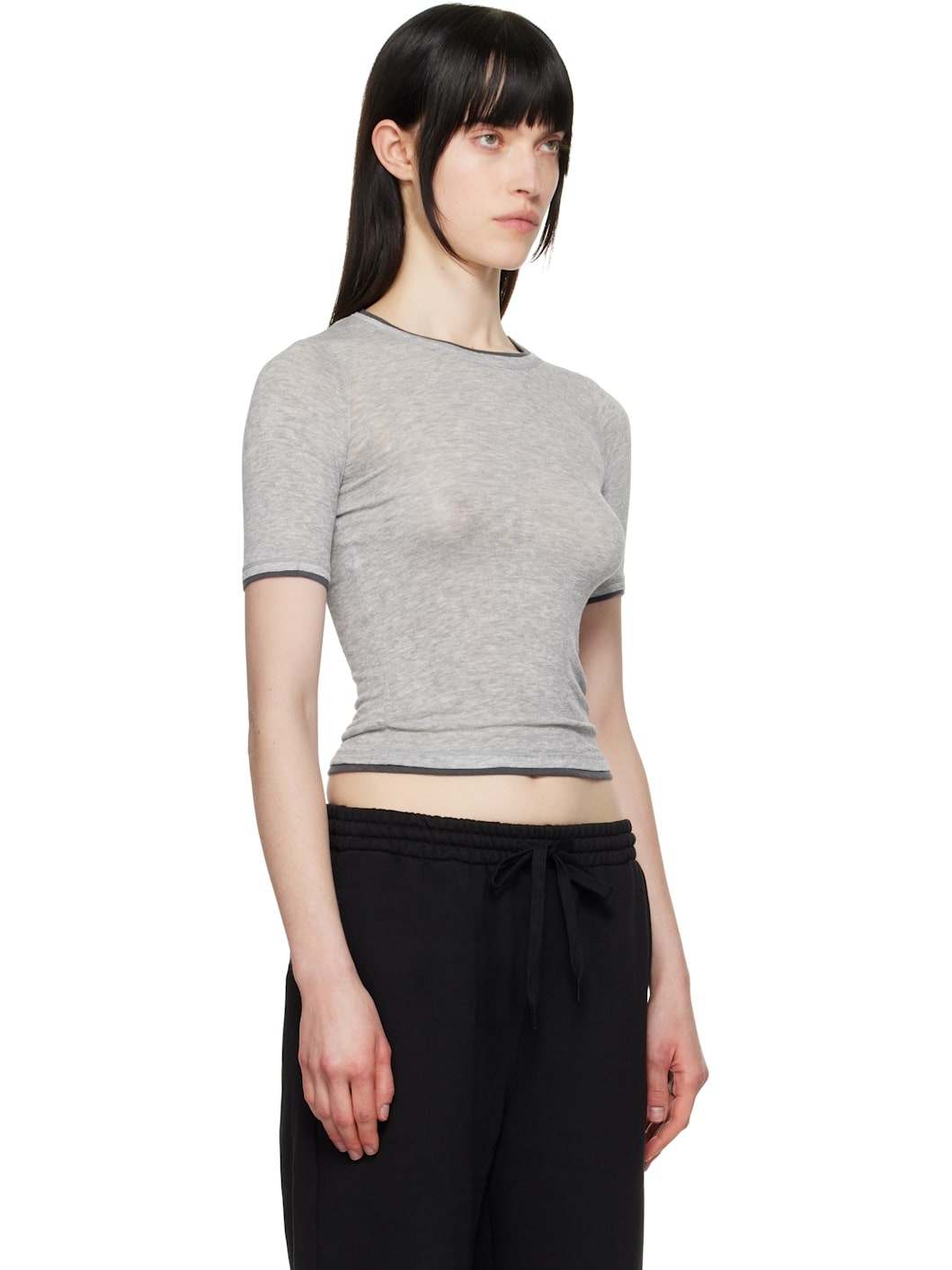 Gray Contrast Edge T-shirt - 2