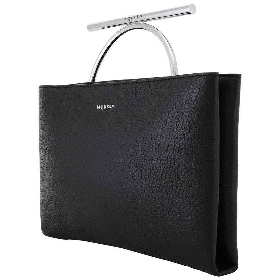 Alexander McQueen Black/Silver Ladies T-bar Clutch - 3