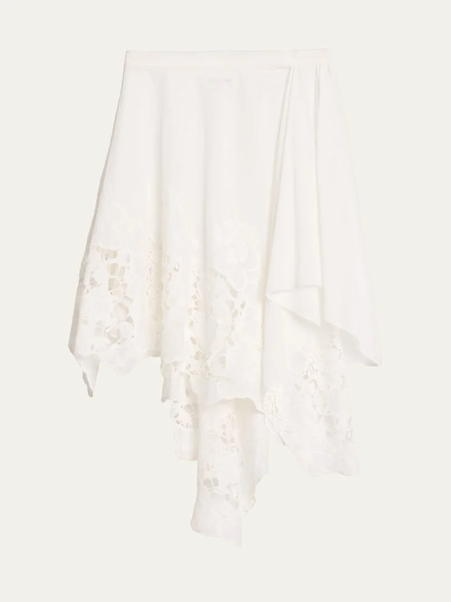 Ashley Embroidered Asymmetric Cotton Skirt - 1