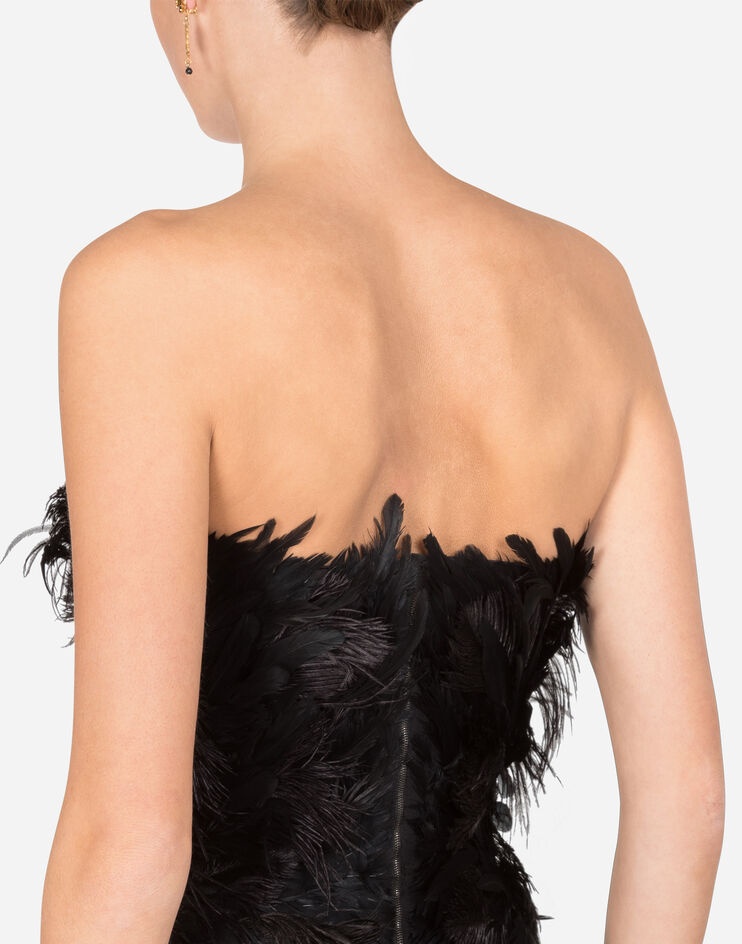 Feather bustier with crystal rhinestone decoration - 5