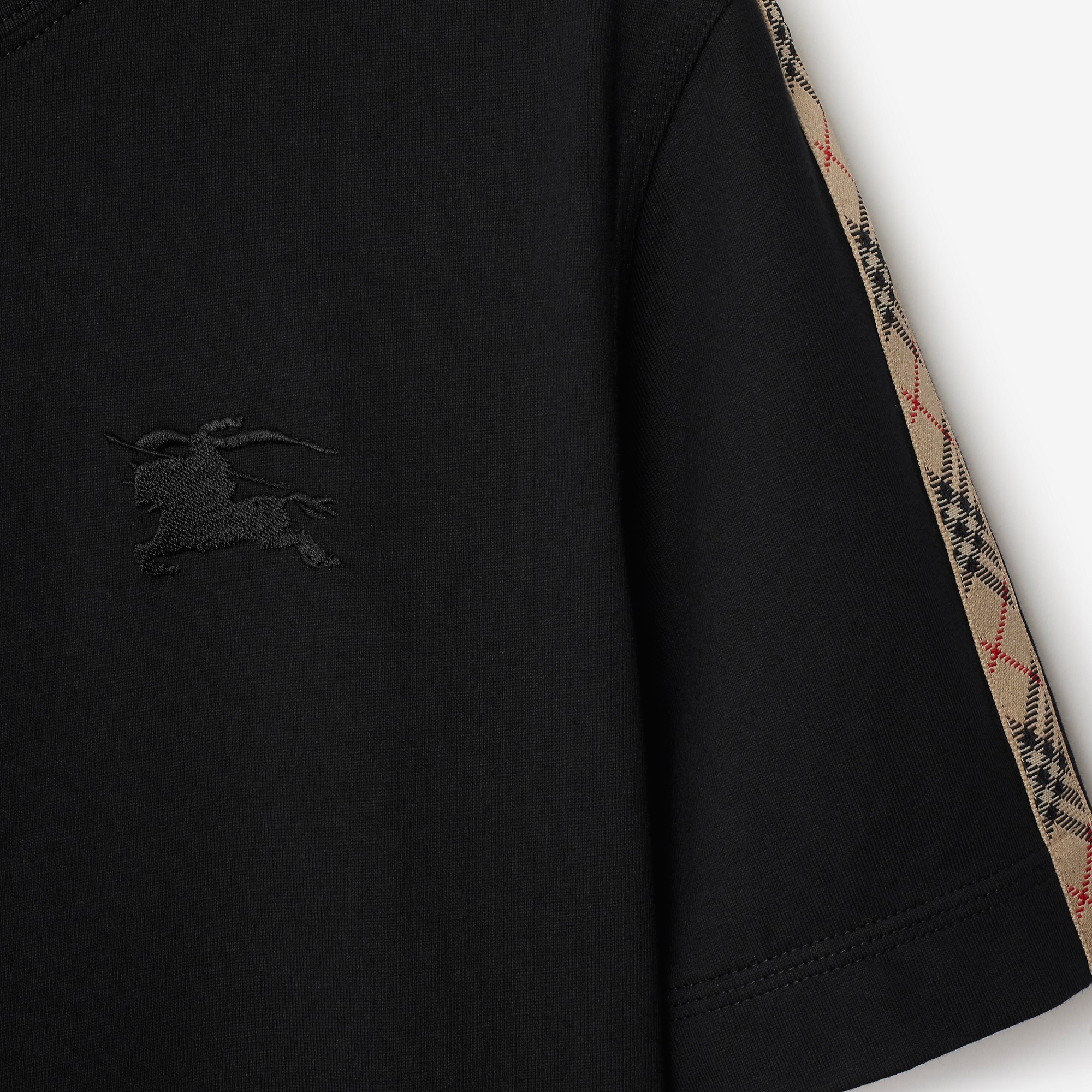 Check Trim Cotton T-shirt - 5