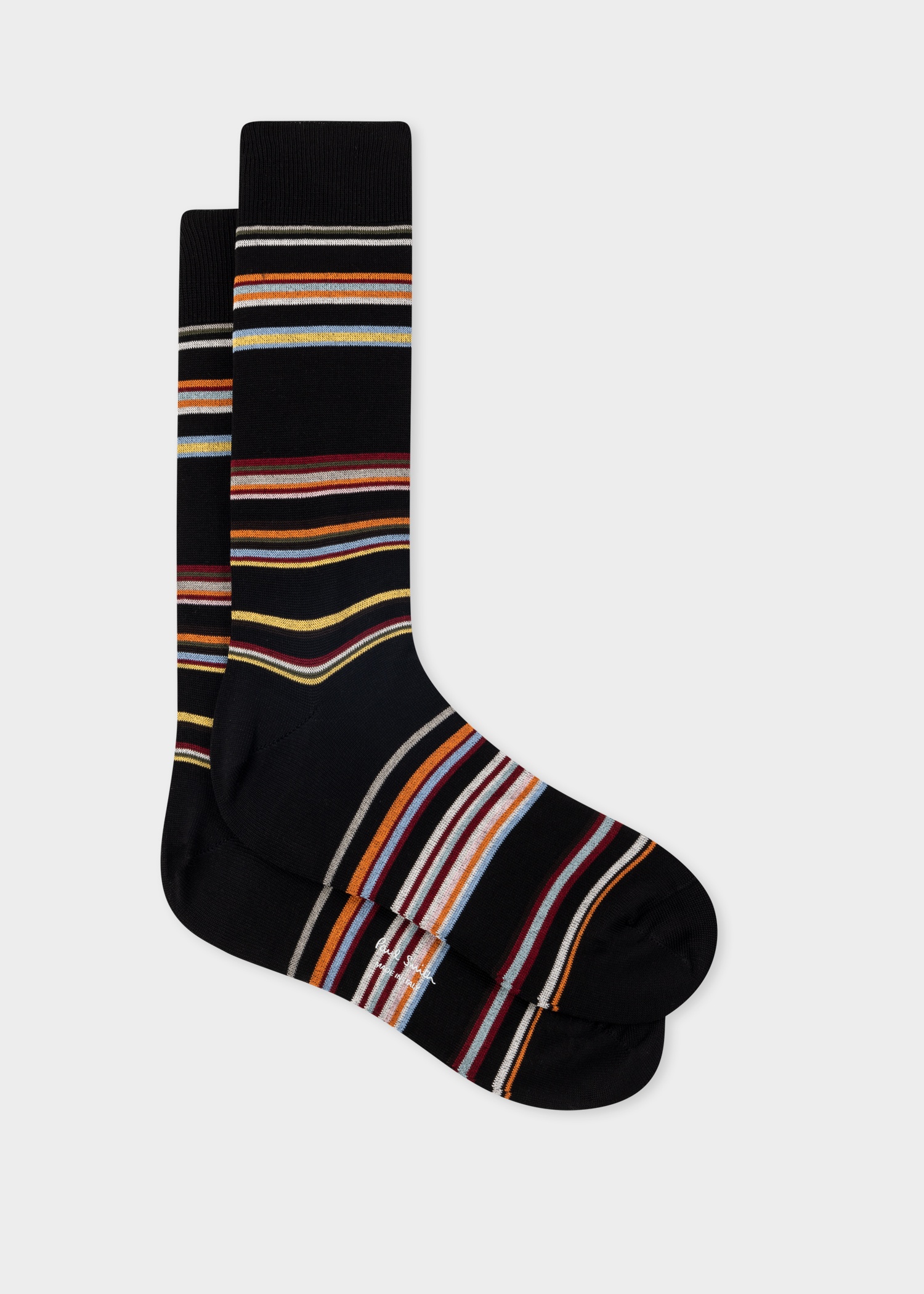 Black Spaced 'Signature Stripe' Socks - 1