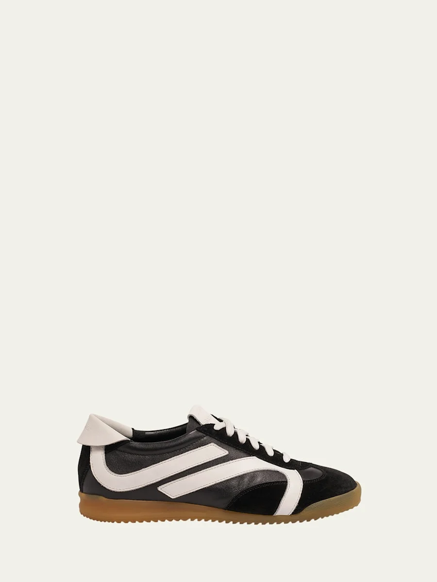 Bicolor Leather Low-Top Sneakers - 1