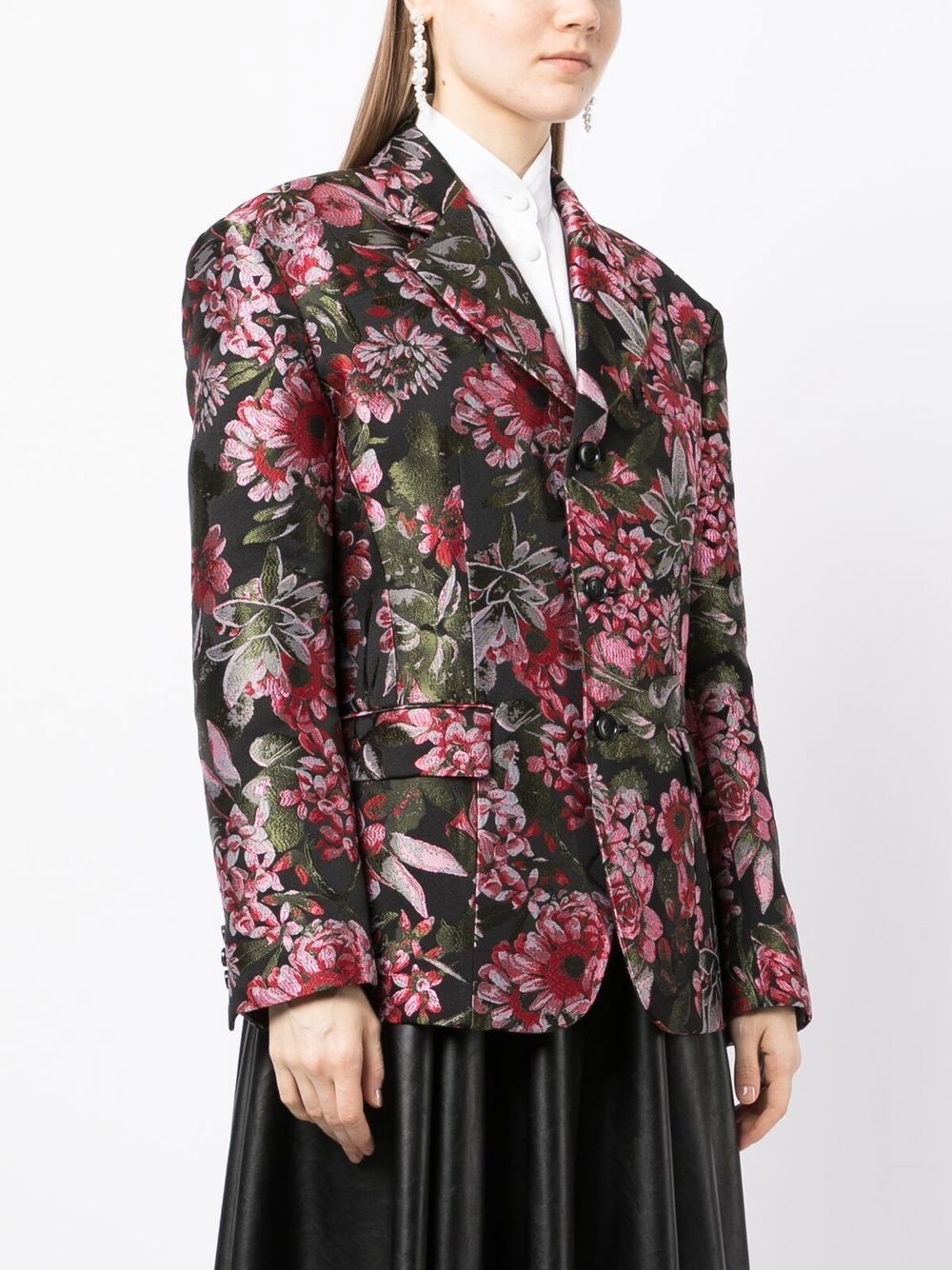 single-breasted floral-print blazer - 3